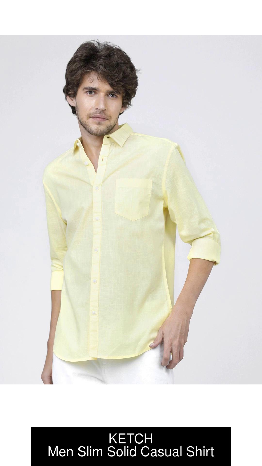 Dennis Lingo Men Solid Casual Yellow Shirt - Buy LEMON Dennis Lingo Men  Solid Casual Yellow Shirt Online at Best Prices in India