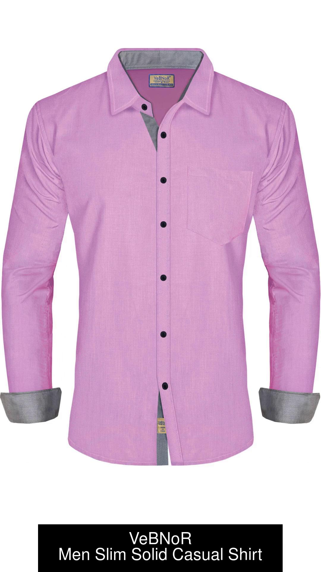 VeBNoR Men Solid Casual Pink Shirt - Buy VeBNoR Men Solid Casual