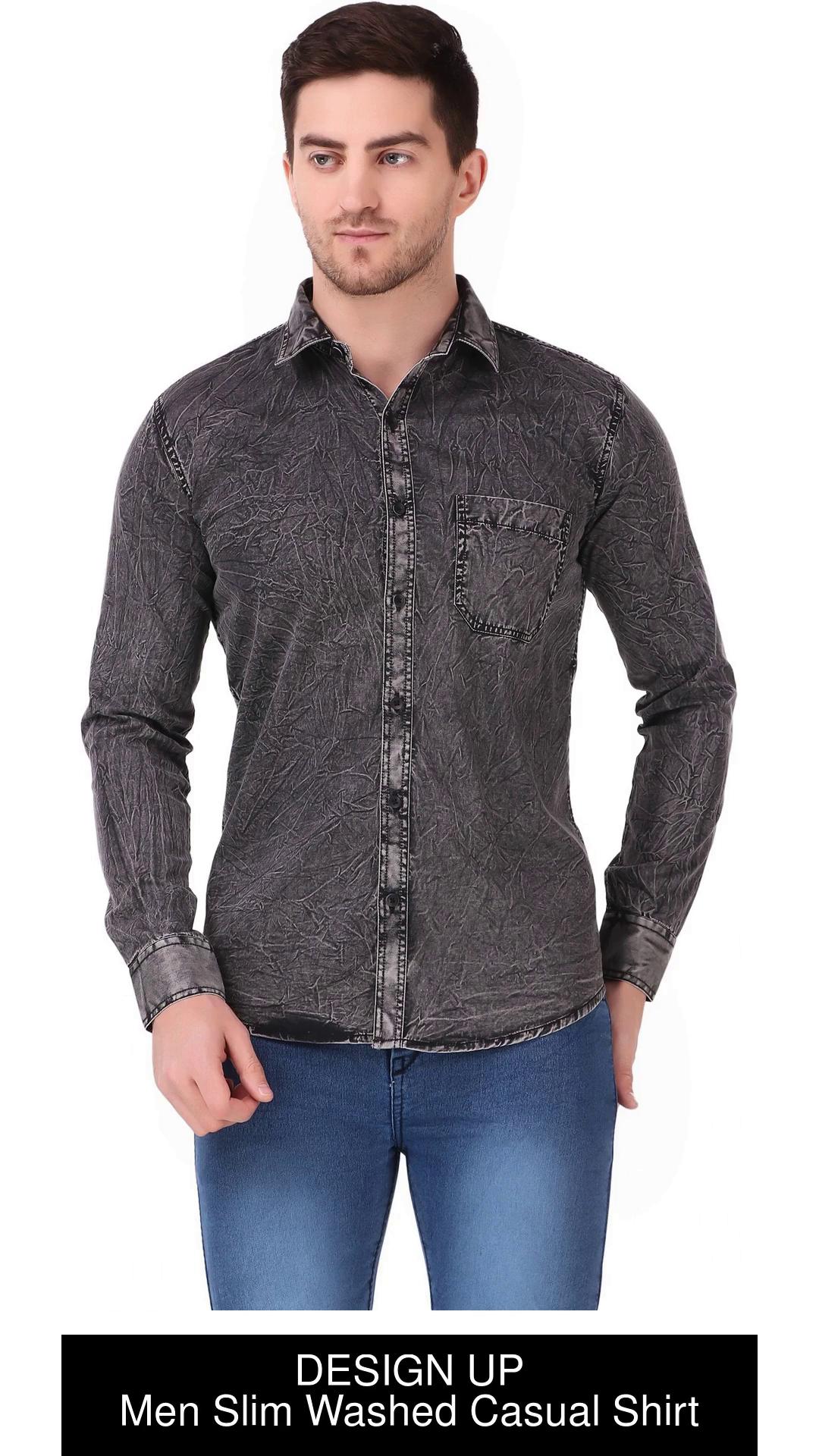 Casual Wear Full Sleeve Designer Black Color Denim Shirt For Mens