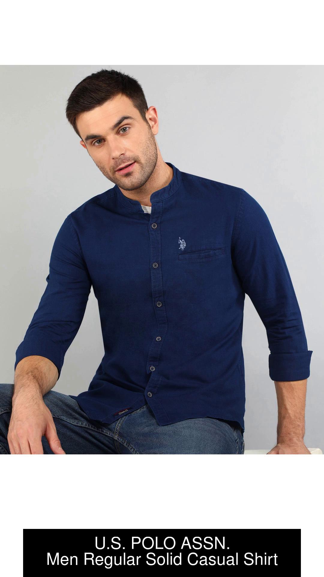 U.S. Polo Assn. Men Blue Solid Slim Fit Casual Shirt