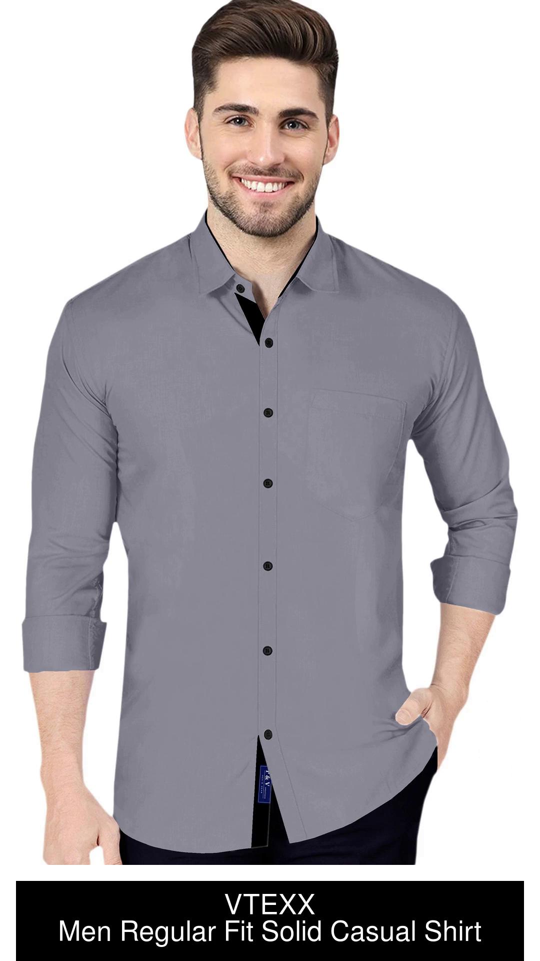 B91xZ Work Shirts For Men Mens Fashion Casual Solid Color Cotton V
