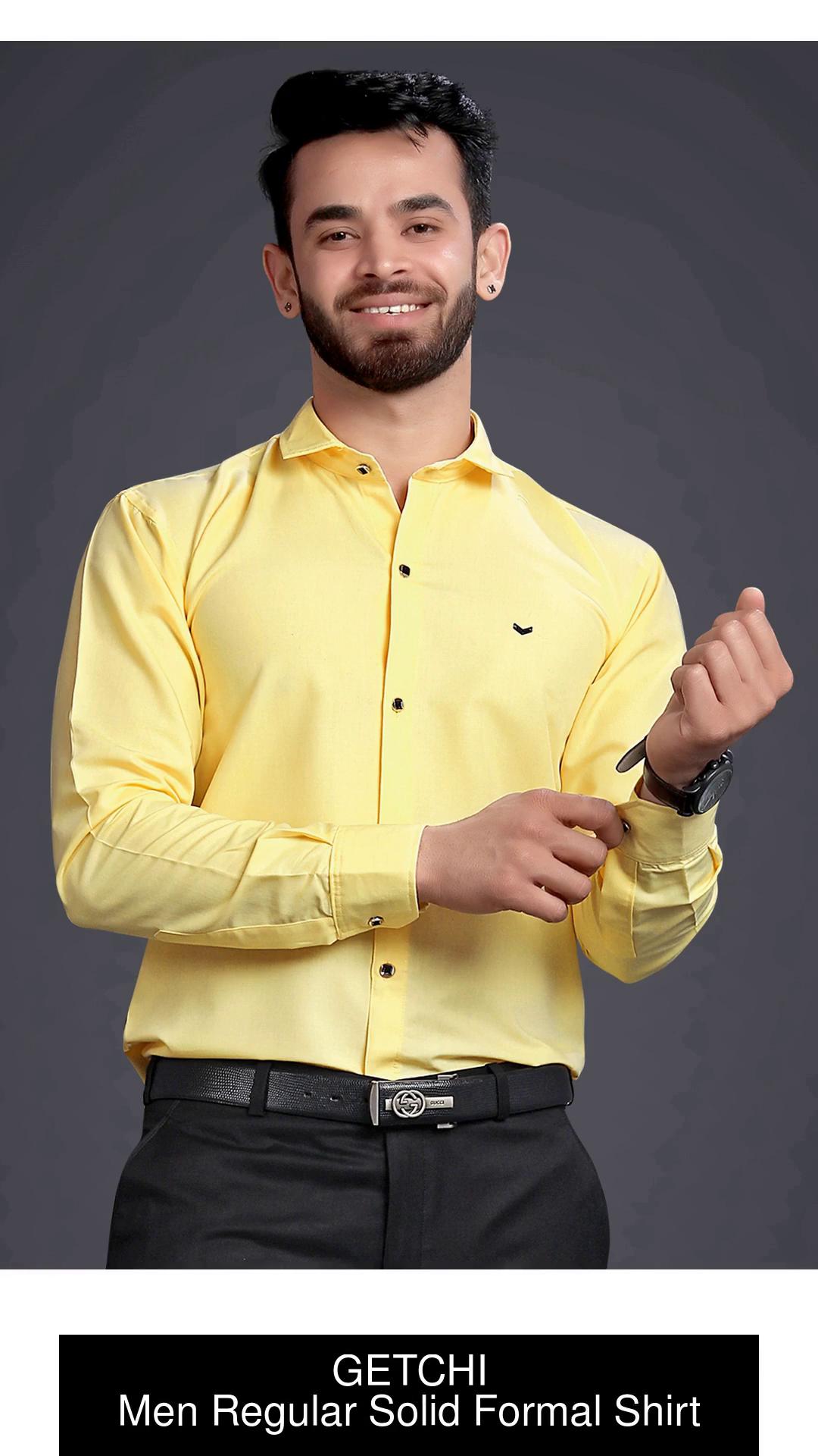 Yellow formal deals shirt mens