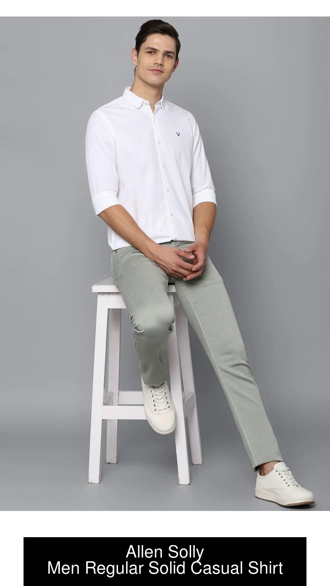 Allen Solly Men Solid Casual White Shirt - Buy Allen Solly Men Solid Casual  White Shirt Online at Best Prices in India