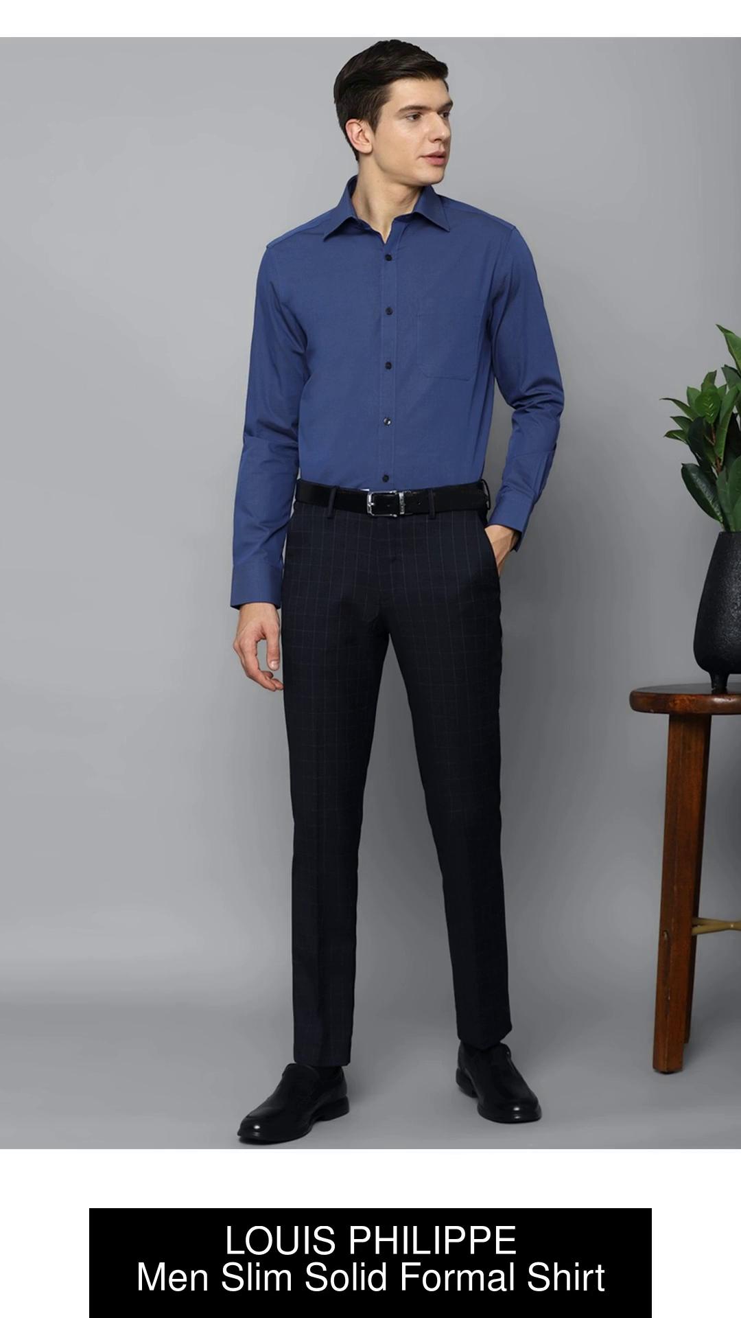 LOUIS PHILIPPE Men Solid Formal Blue Shirt - Buy LOUIS PHILIPPE