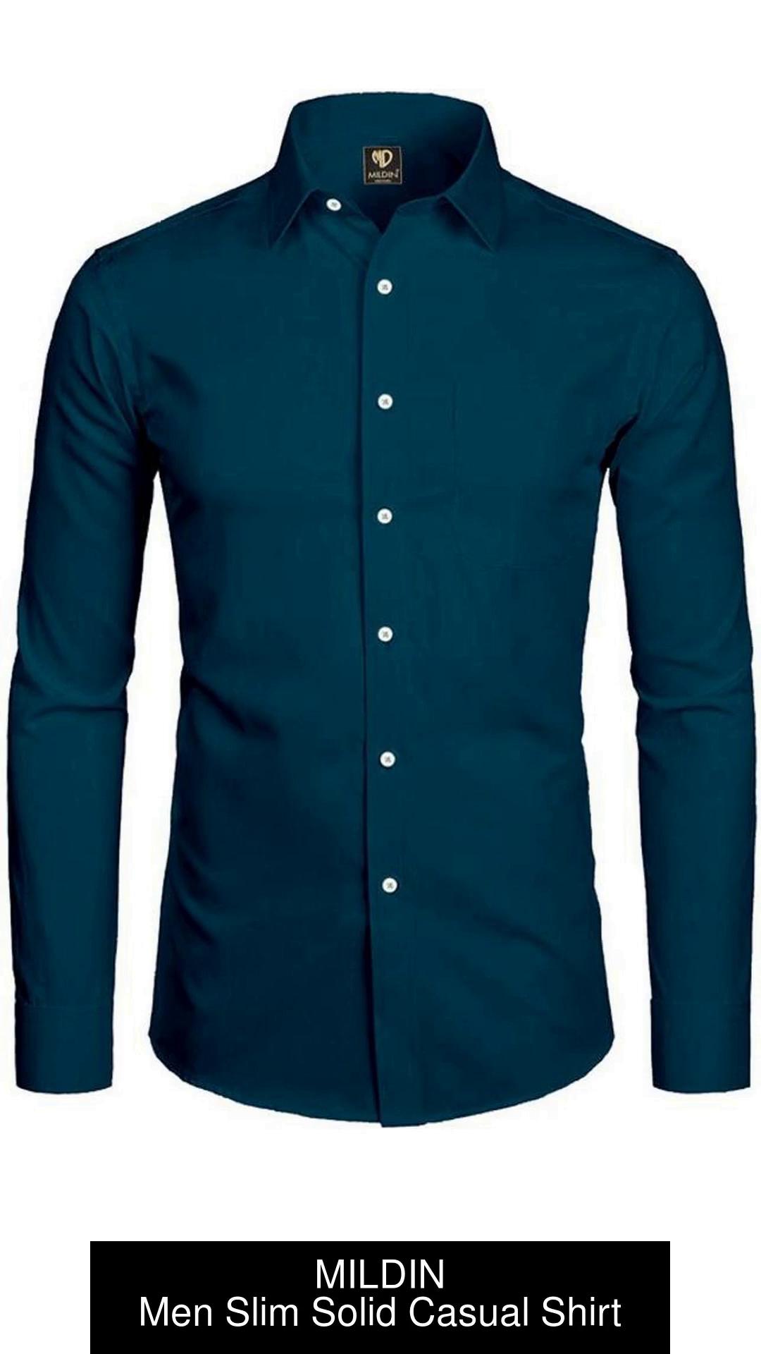 Fashion Shirts For Men Longsleeve Shirt Solid Mens Long Sleeve Shirt Dress  Shirt Blue @ Best Price Online