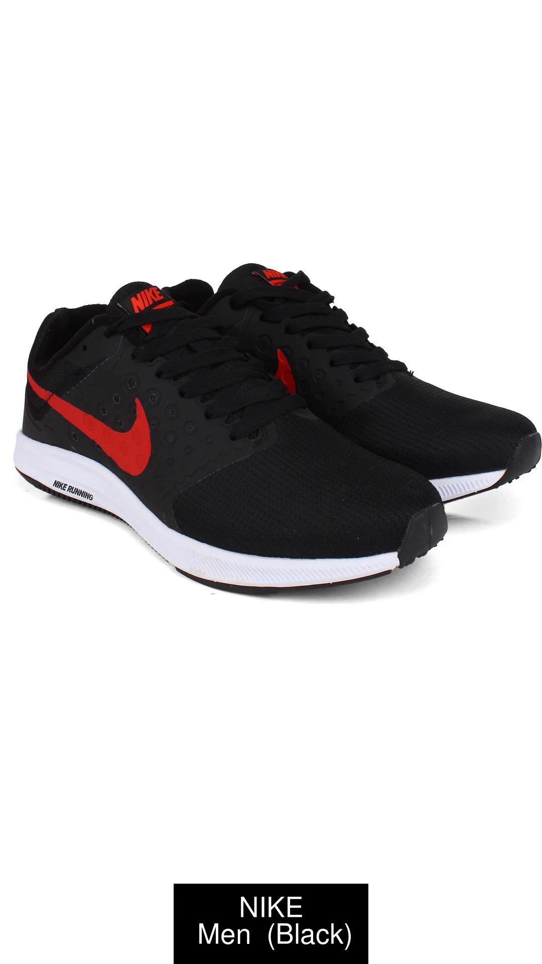 Nike black red store running shoes