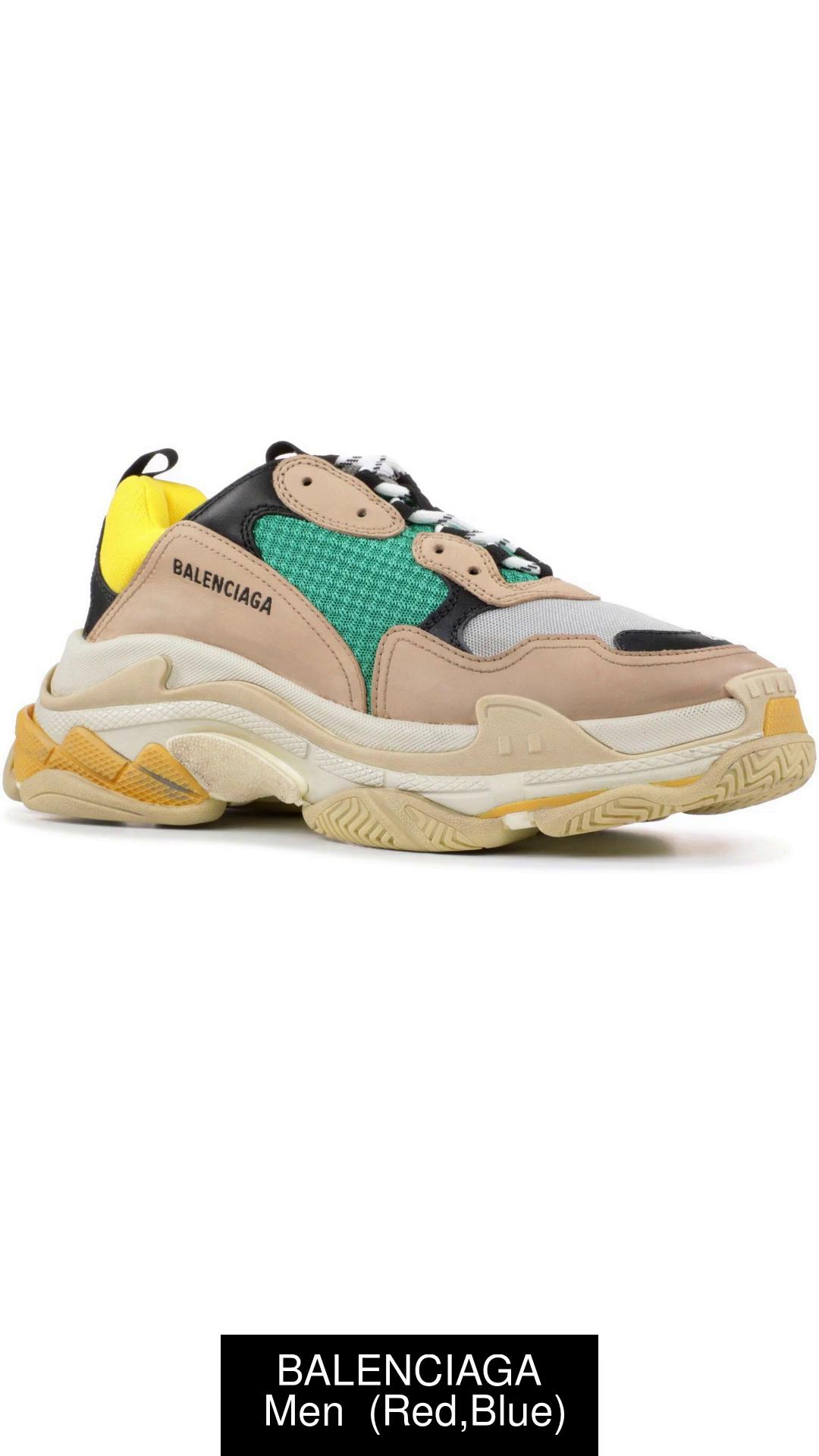 BALENCIAGA Men's Triple S 2019 Mesh & Leather Green Running Shoes For - Buy BALENCIAGA Triple S 2019 Mesh & Leather Sneakers, Green Shoes For Men Online at