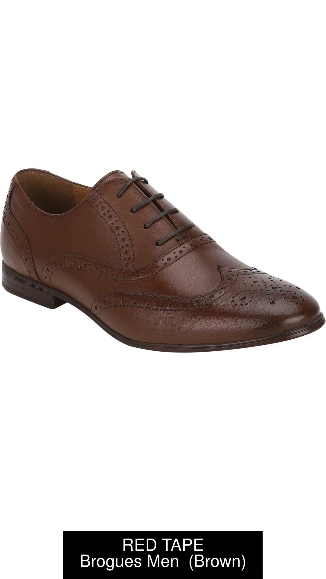 Red sale leather brogues