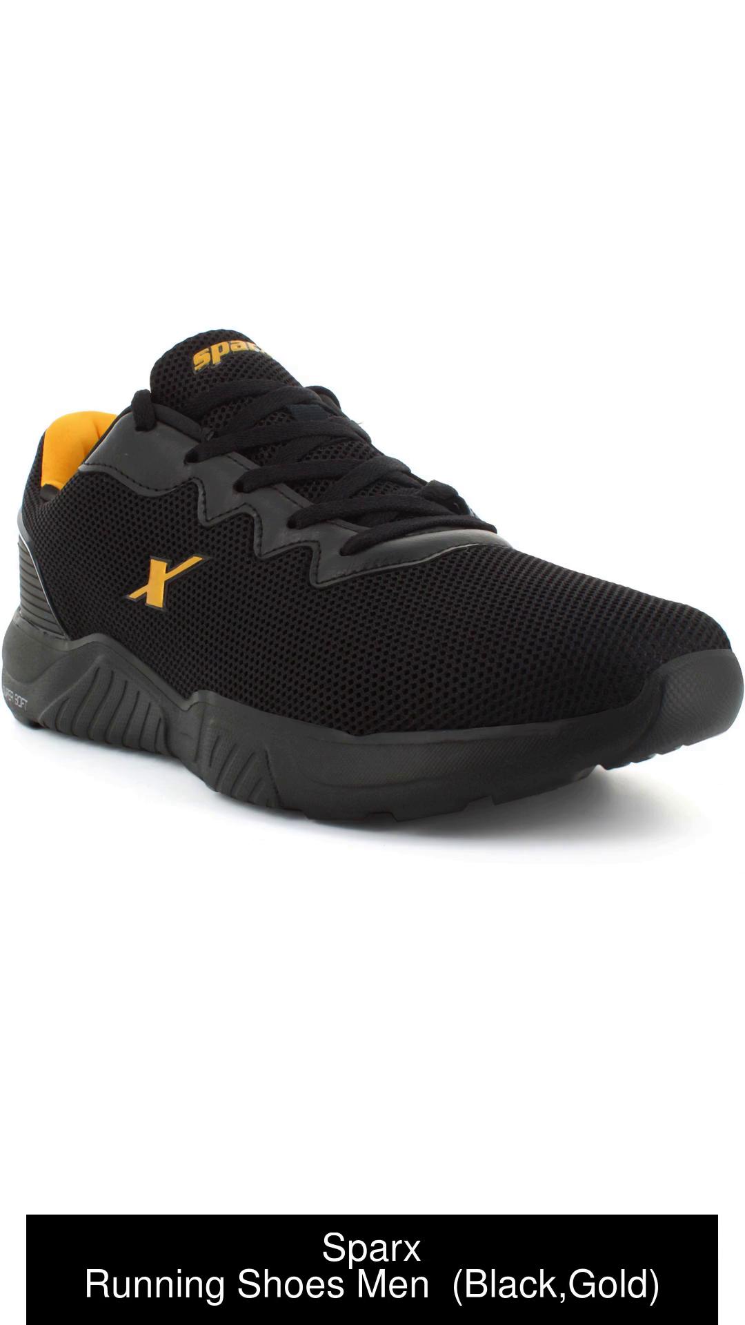 Mens black and hot sale gold running shoes