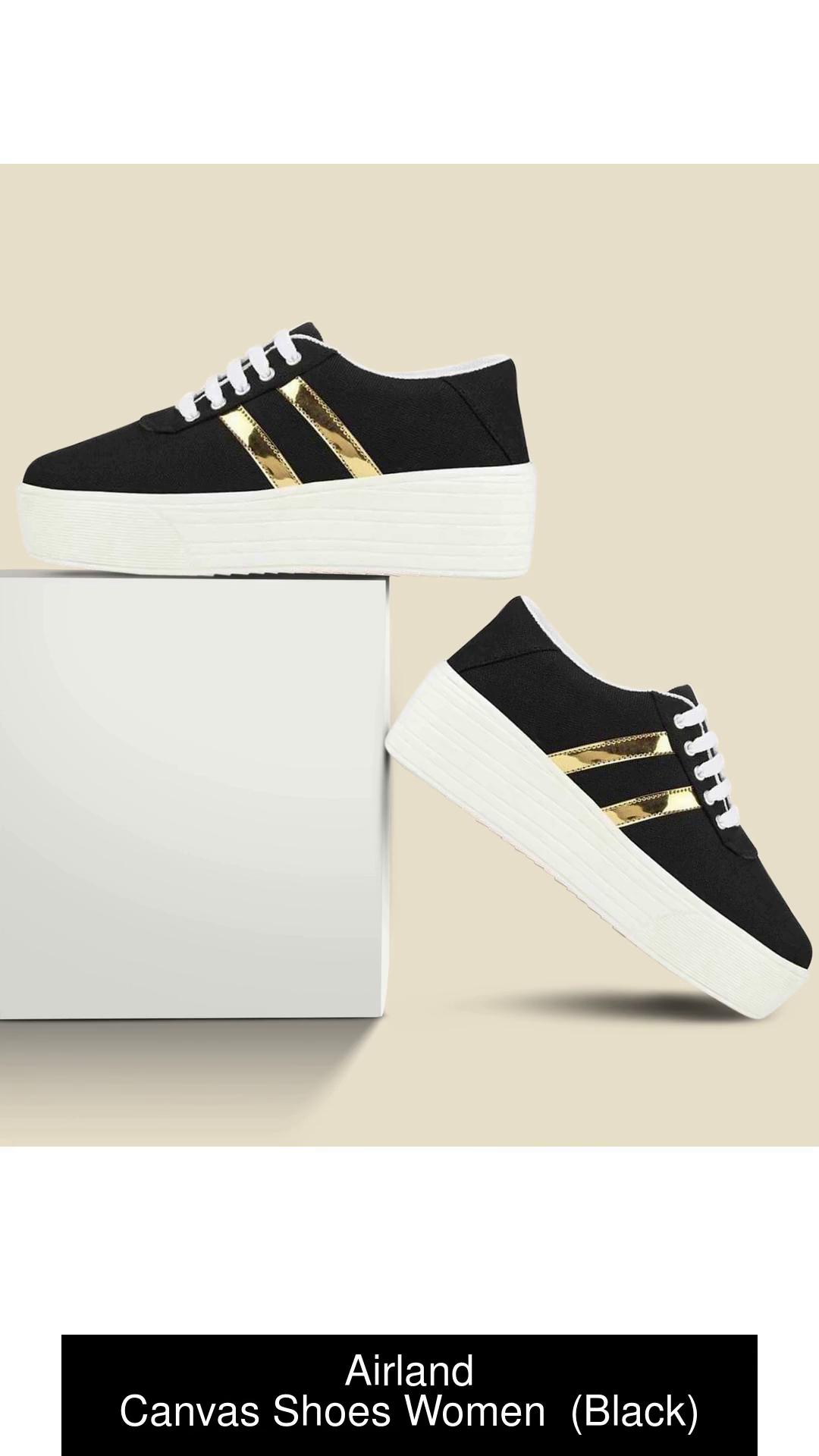 Airland 1044 Women Black Golden Canvas Shoes For Women - Buy Airland 1044 Women  Black Golden Canvas Shoes For Women Online At Best Price - Shop Online For  Footwears In India | Flipkart.Com