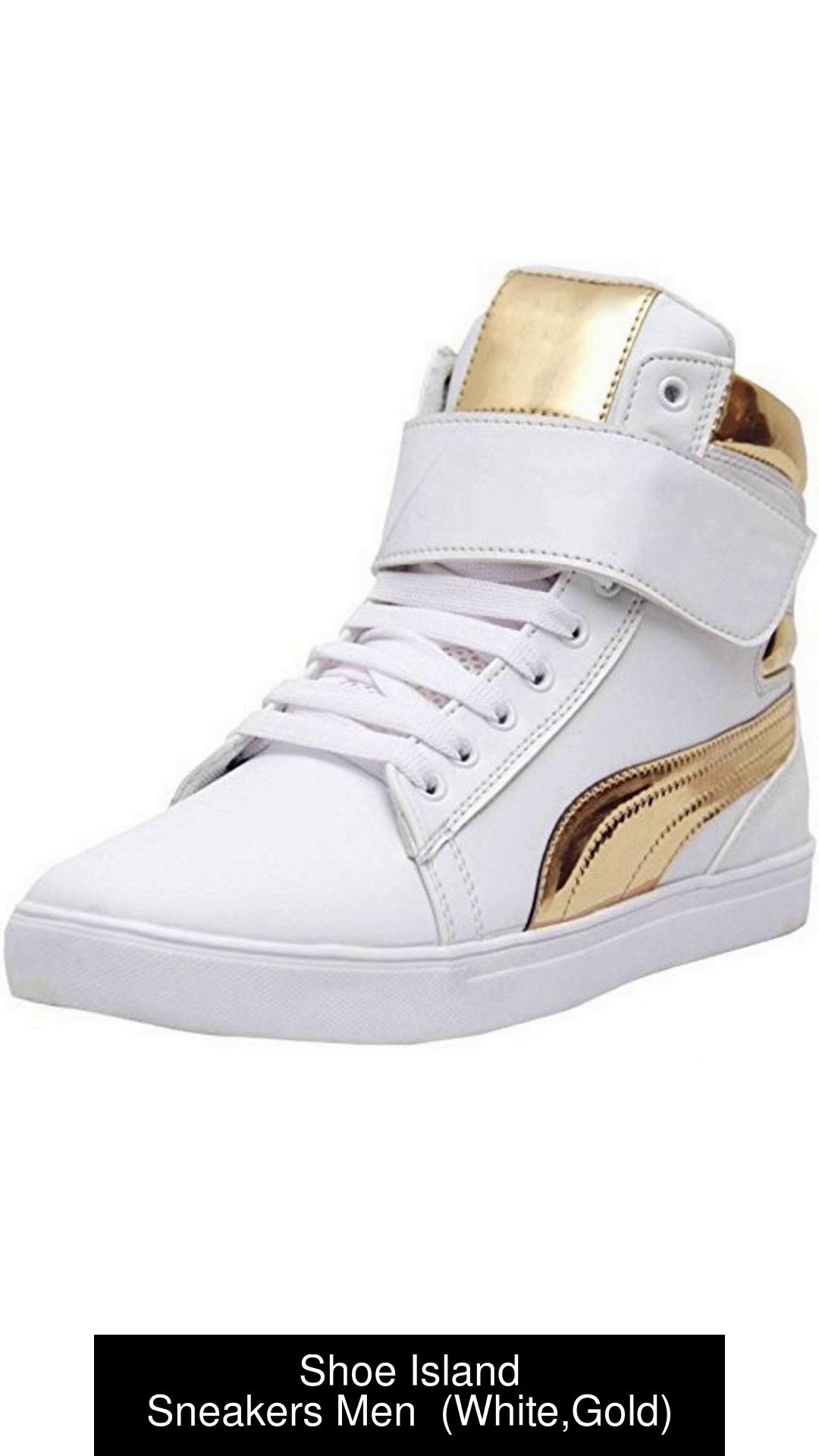 White and cheap golden shoes