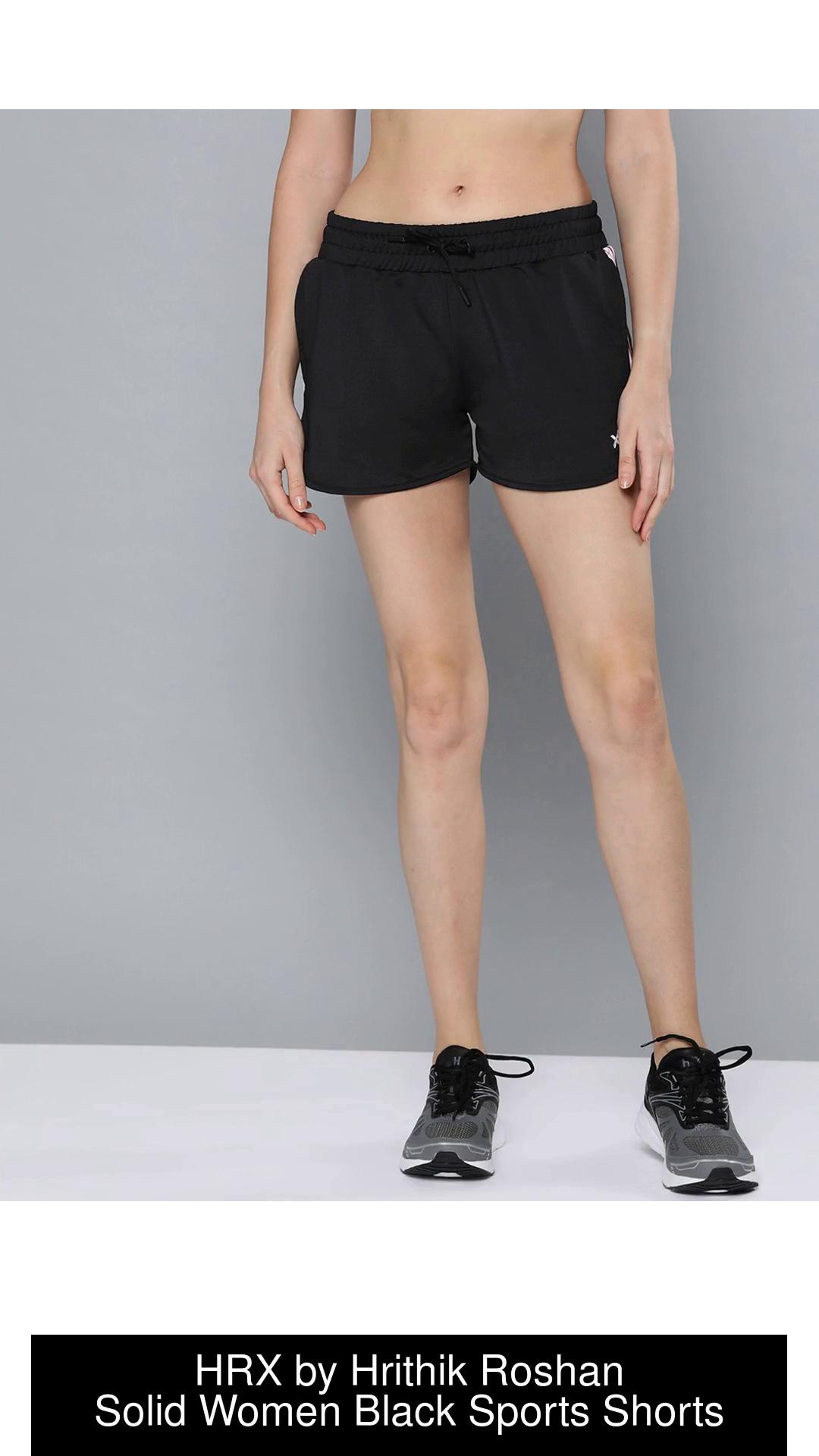 HRX by Hrithik Roshan Solid Women Black Sports Shorts - Buy HRX by Hrithik  Roshan Solid Women Black Sports Shorts Online at Best Prices in India