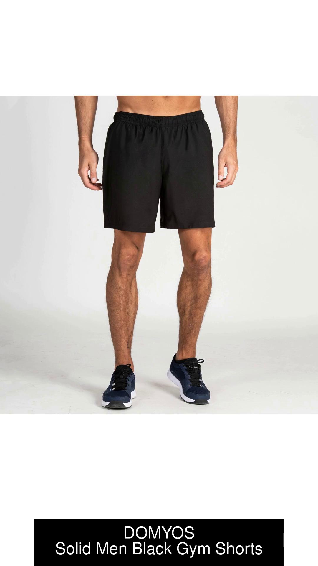 DOMYOS by Decathlon Solid Men Black Gym Shorts - Buy