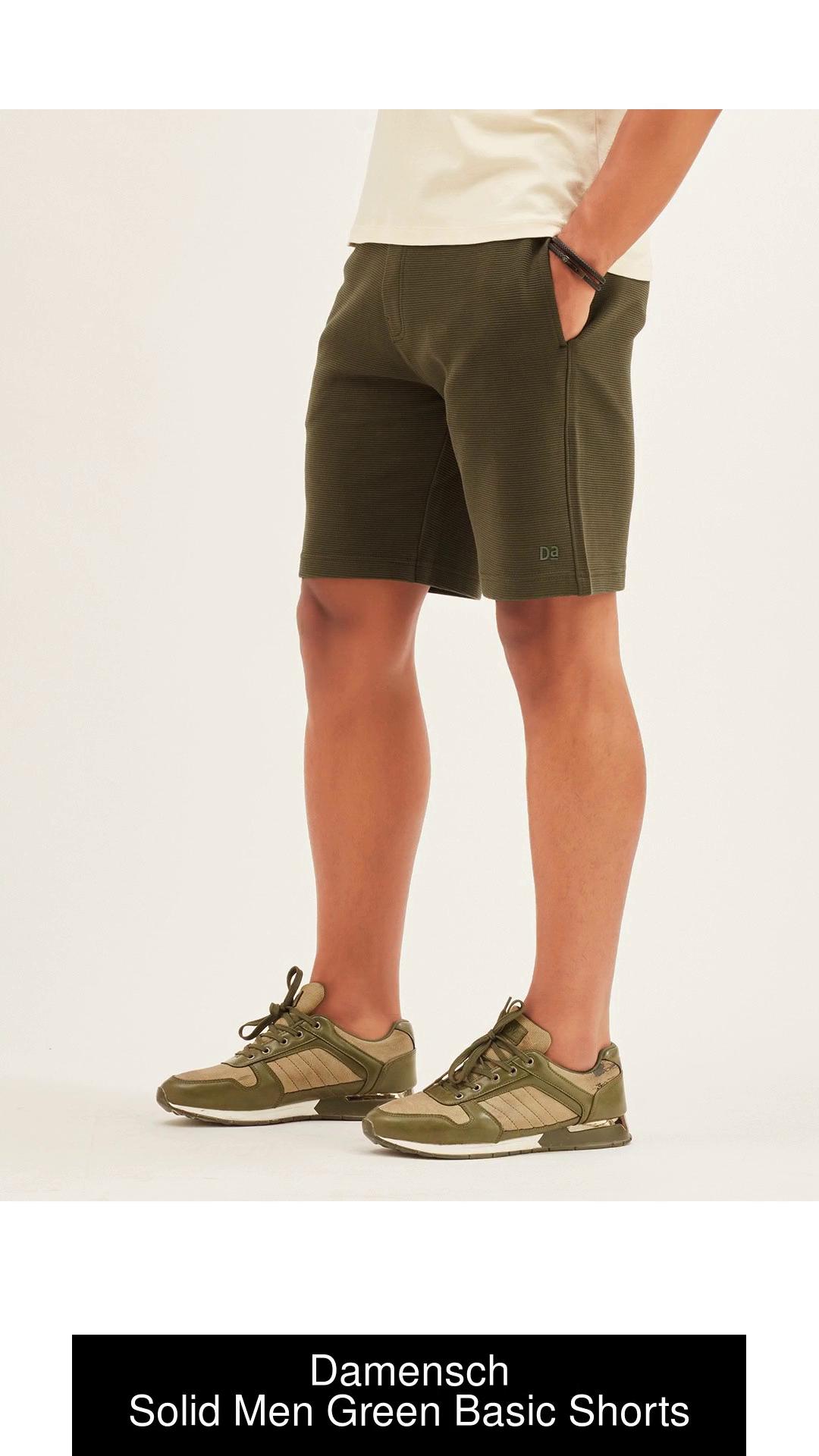 Damensch Solid Men Green Casual Shorts - Buy Damensch Solid Men