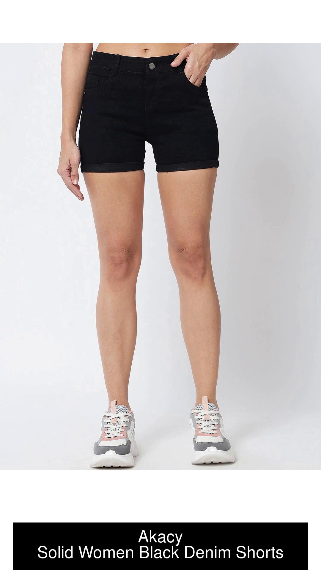 Ladies black sale denim shorts