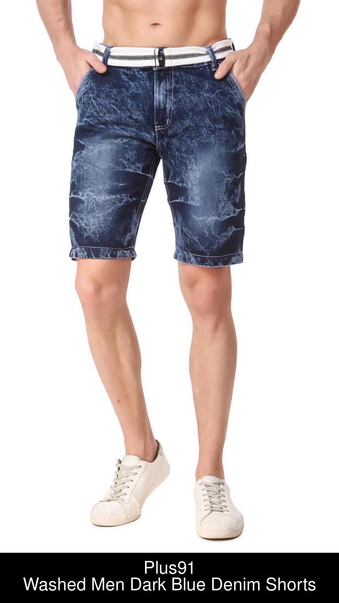 Plus91 Dyed/Washed Men Denim Dark Blue Denim Shorts - Buy Plus91