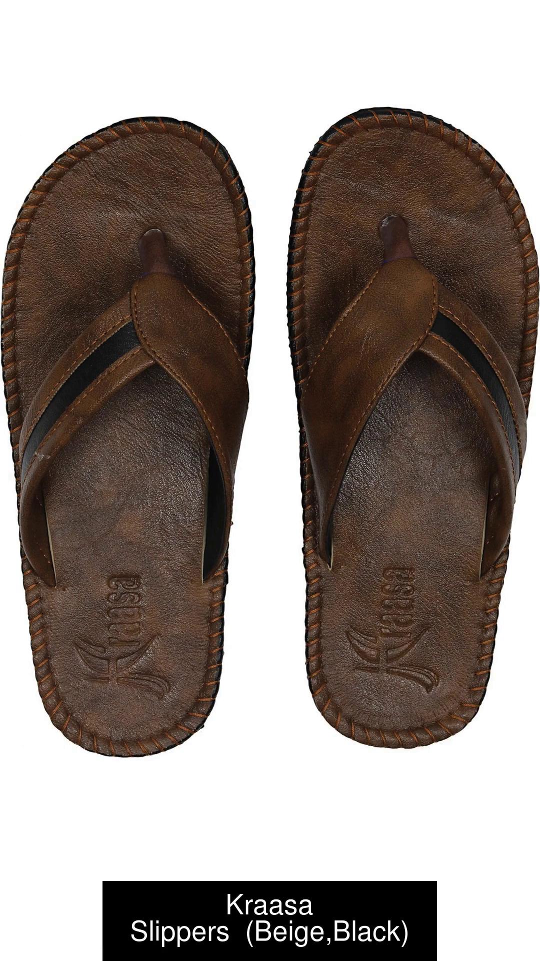 Kraasa Men Men Synthetic Leather Chappal Camel Flip Flops Buy