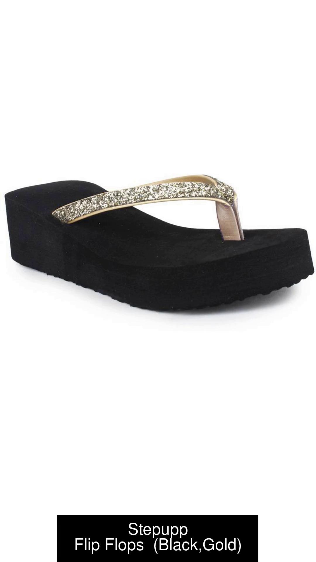 Black and gold slippers hot sale