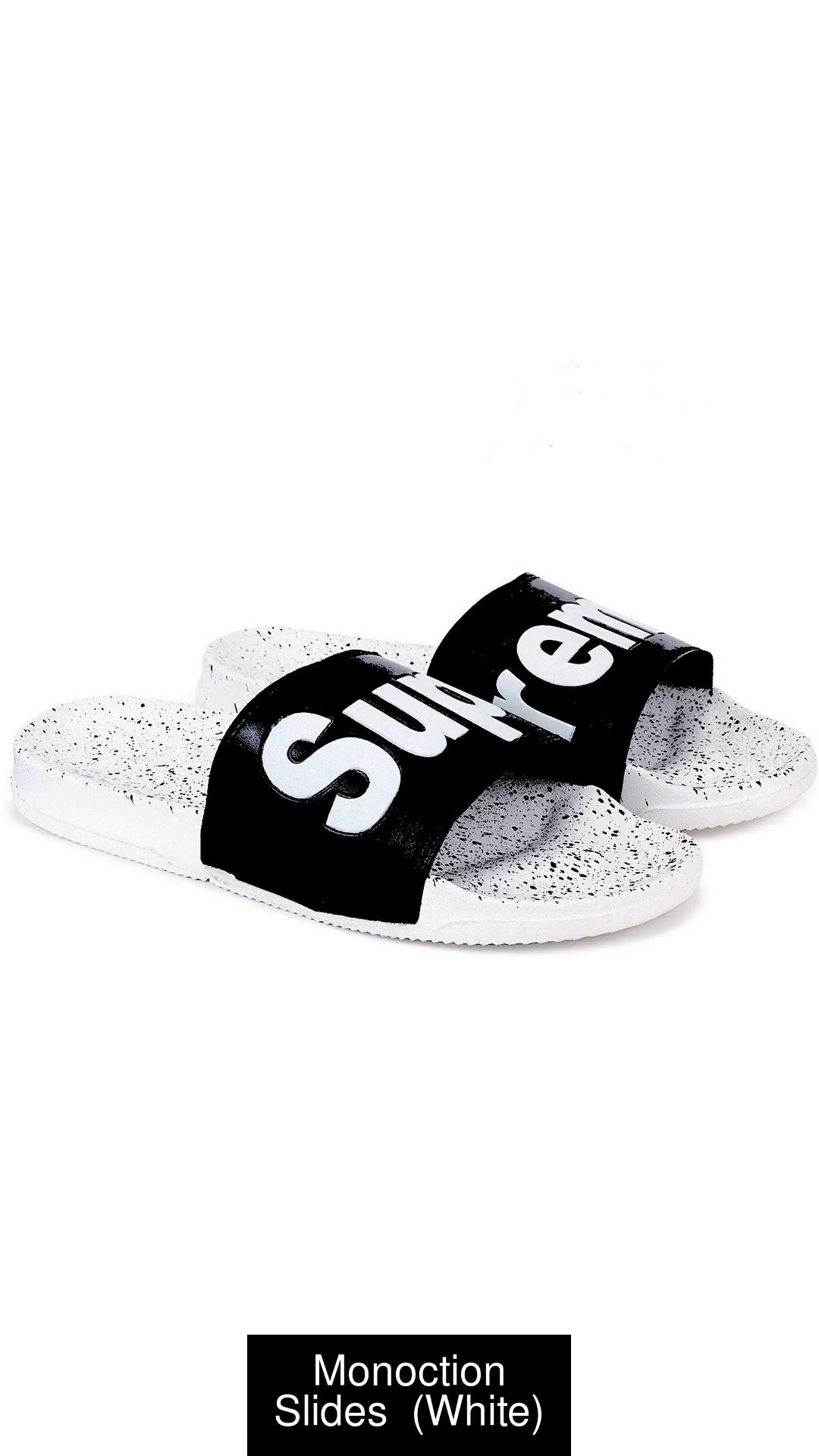 Monoction Men Super Style Flip Flop Offcourt Slipper White Black