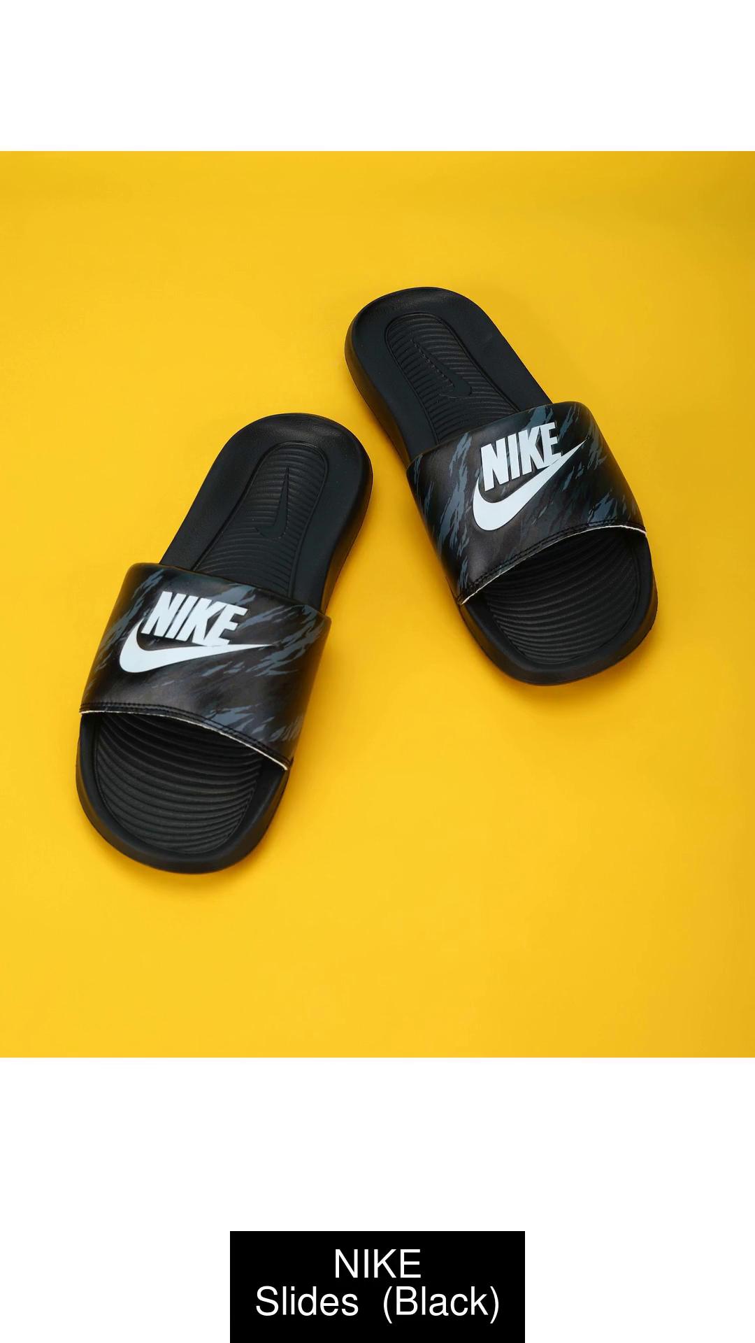 Yellow and 2024 black nike slides