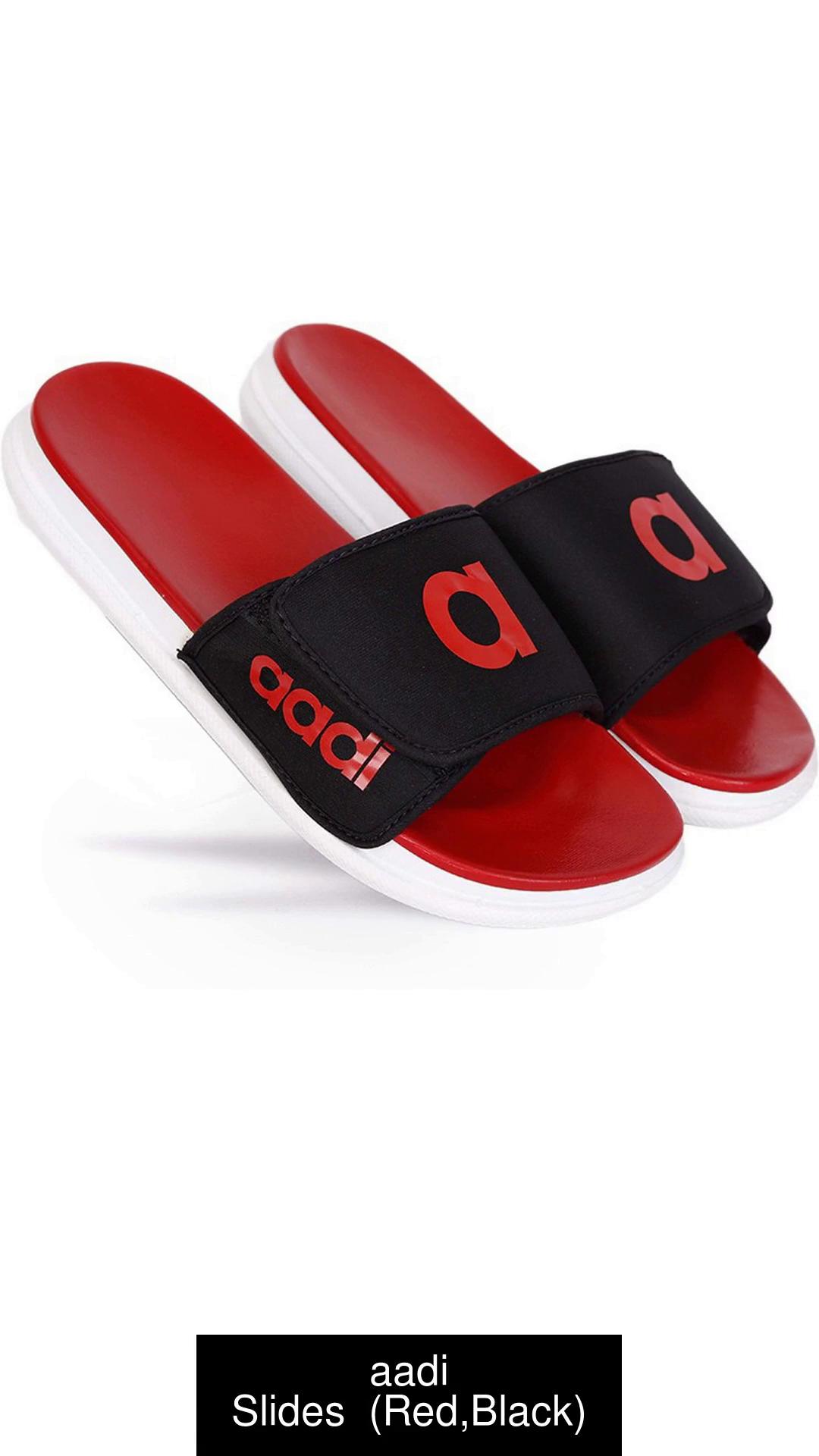 aadi Men Men s Red Black Synthetic Leather Daily Casual Slipper