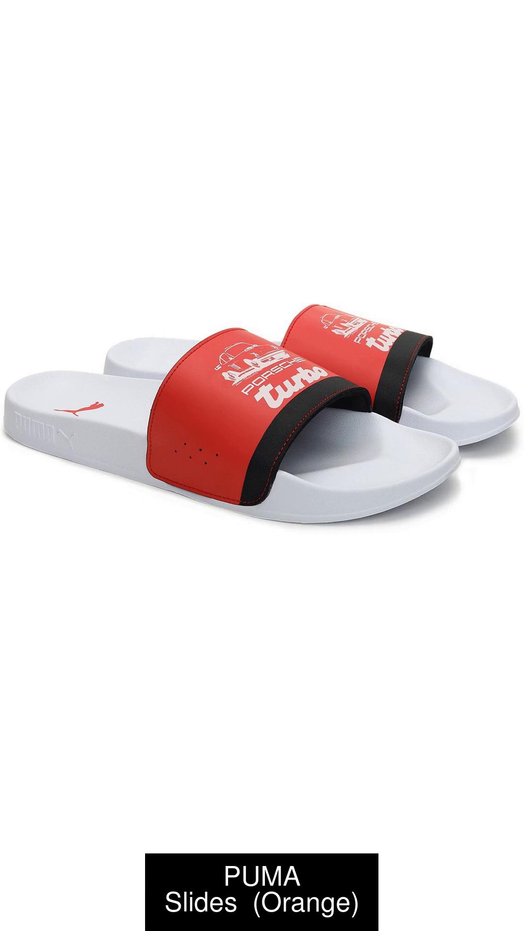 Orange store puma slides