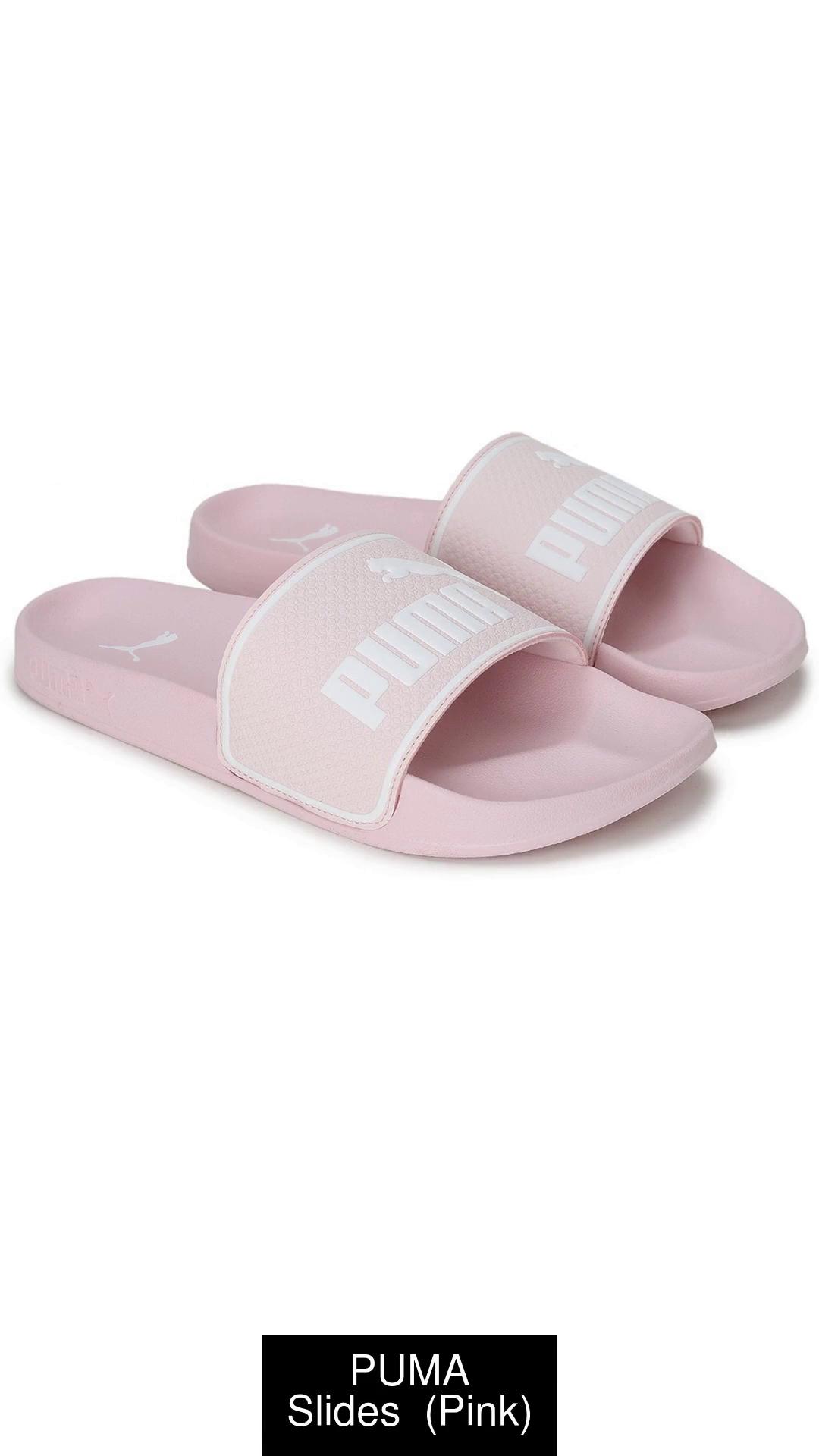 Pink and white puma sales slides