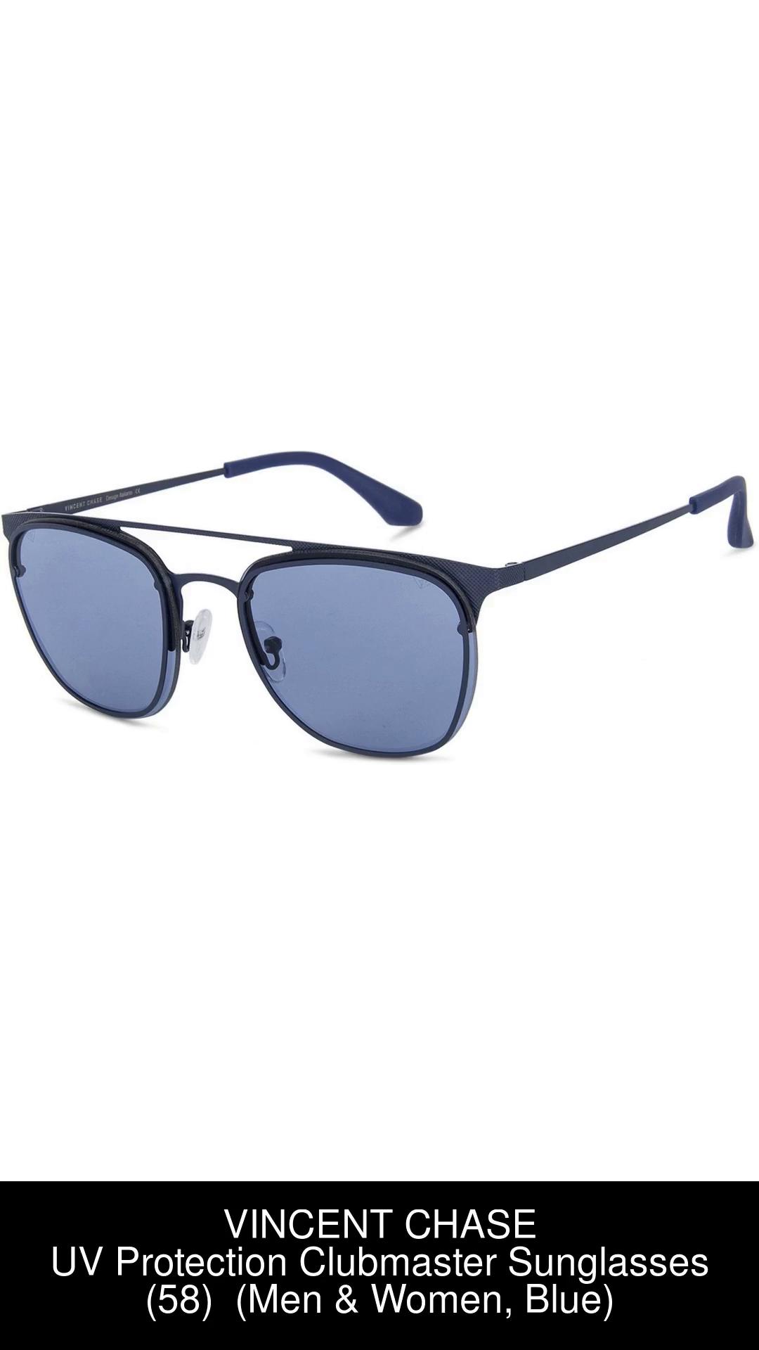 Buy VINCENT CHASE by Lenskart Clubmaster Sunglasses Blue For Men