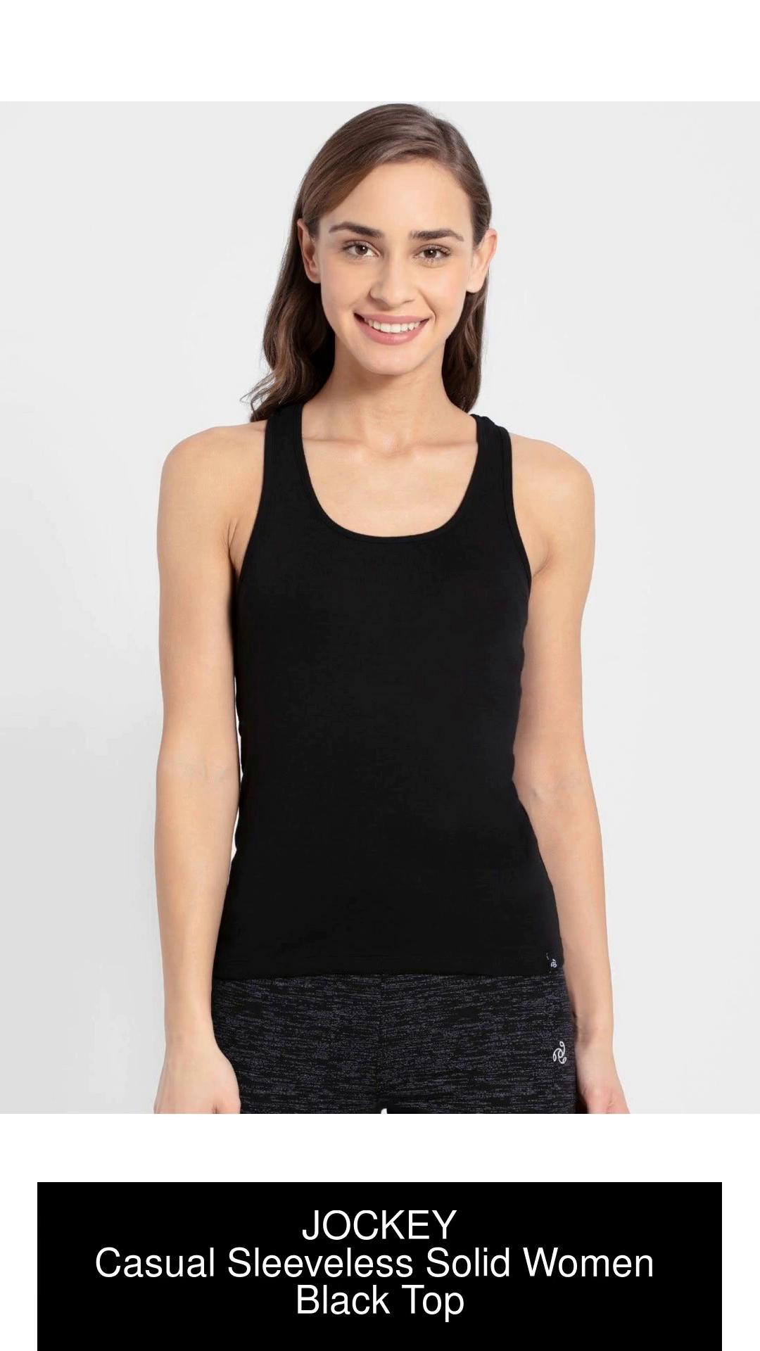 Women's Super Combed Cotton Rib Fabric Slim Fit Solid Racerback Styled Tank  Top - Black