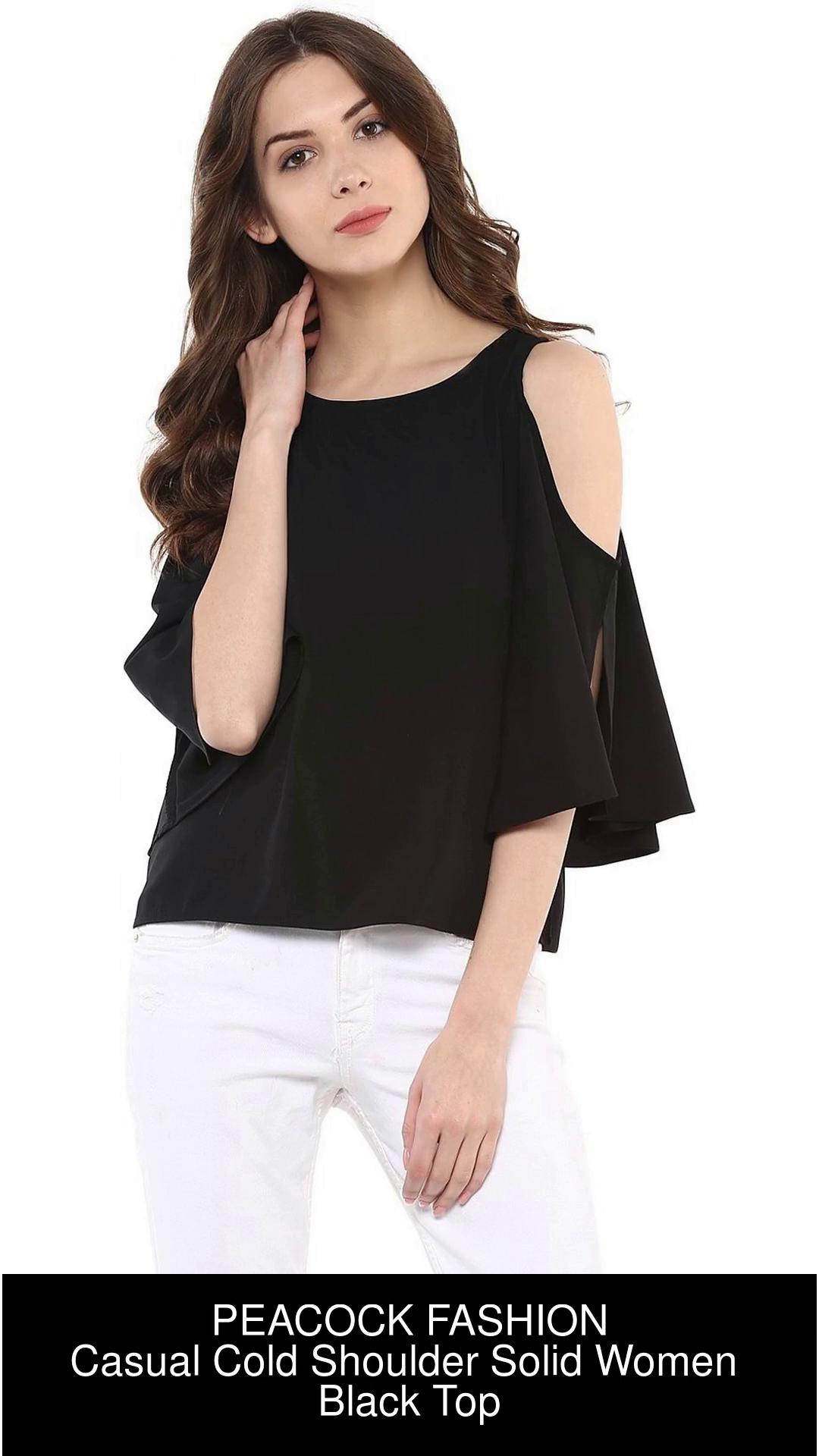 Womens black cheap cold shoulder top