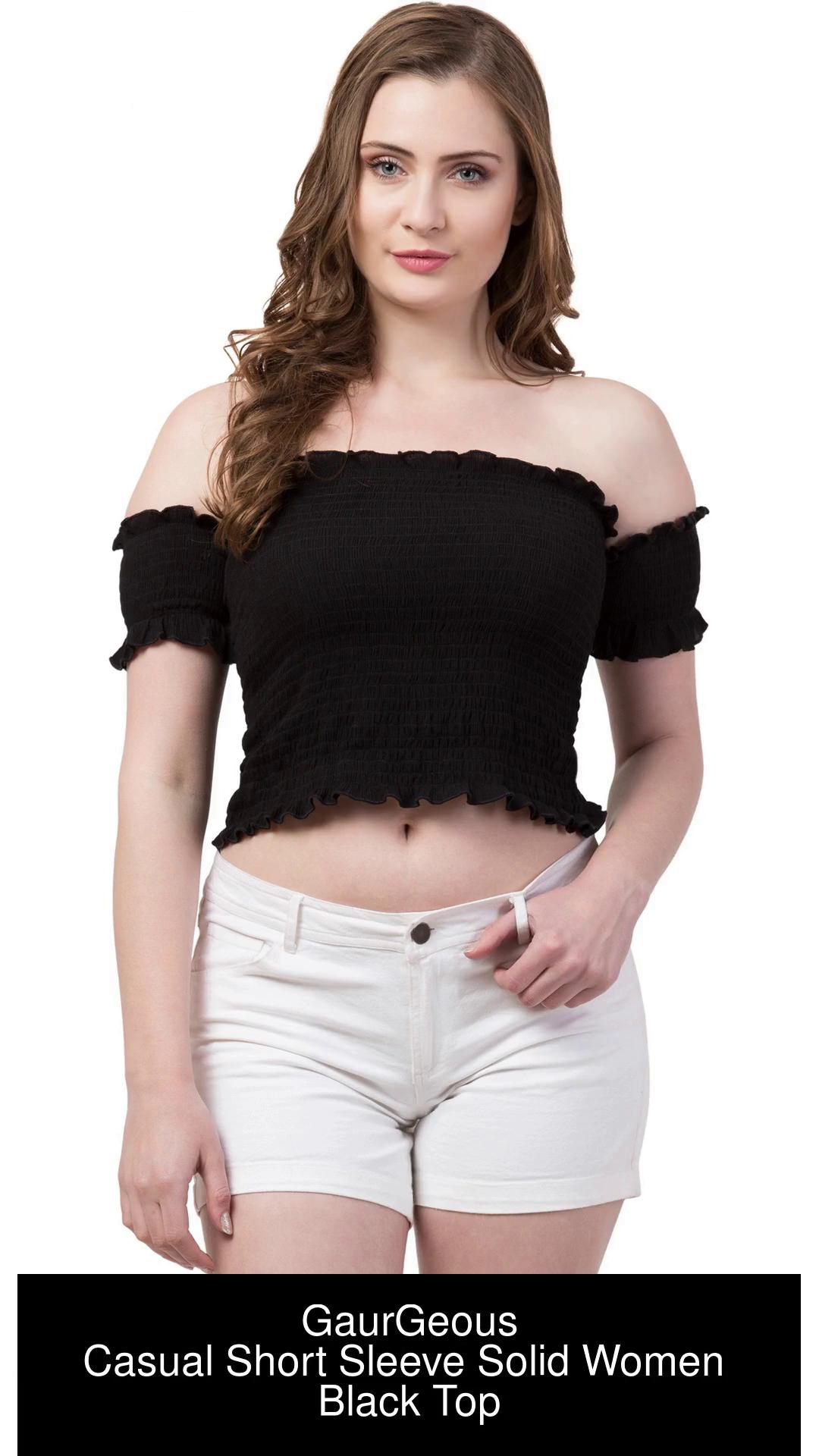Women Solid Black Strapless Neck Sleeveless Cotton Cropped Tube Top -  Berrylush