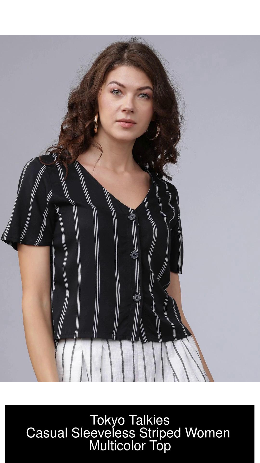 J TURRITOPSIS Casual Sleeveless Printed Women Black Top - Buy J TURRITOPSIS  Casual Sleeveless Printed Women Black Top Online at Best Prices in India