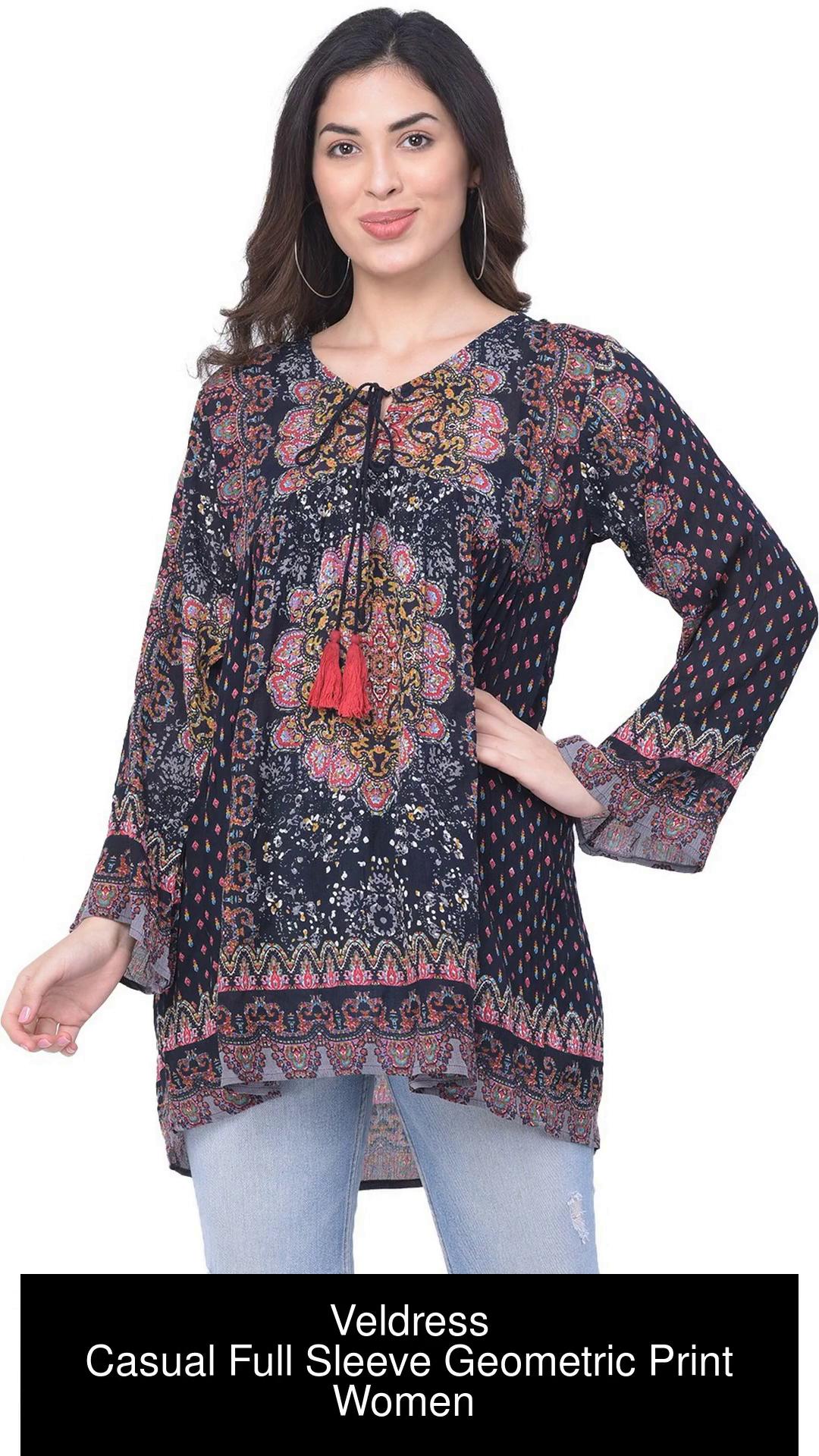 Veldress Casual Full Sleeve Geometric Print Women Multicolor Top - Buy  Veldress Casual Full Sleeve Geometric Print Women Multicolor Top Online at  Best Prices in India