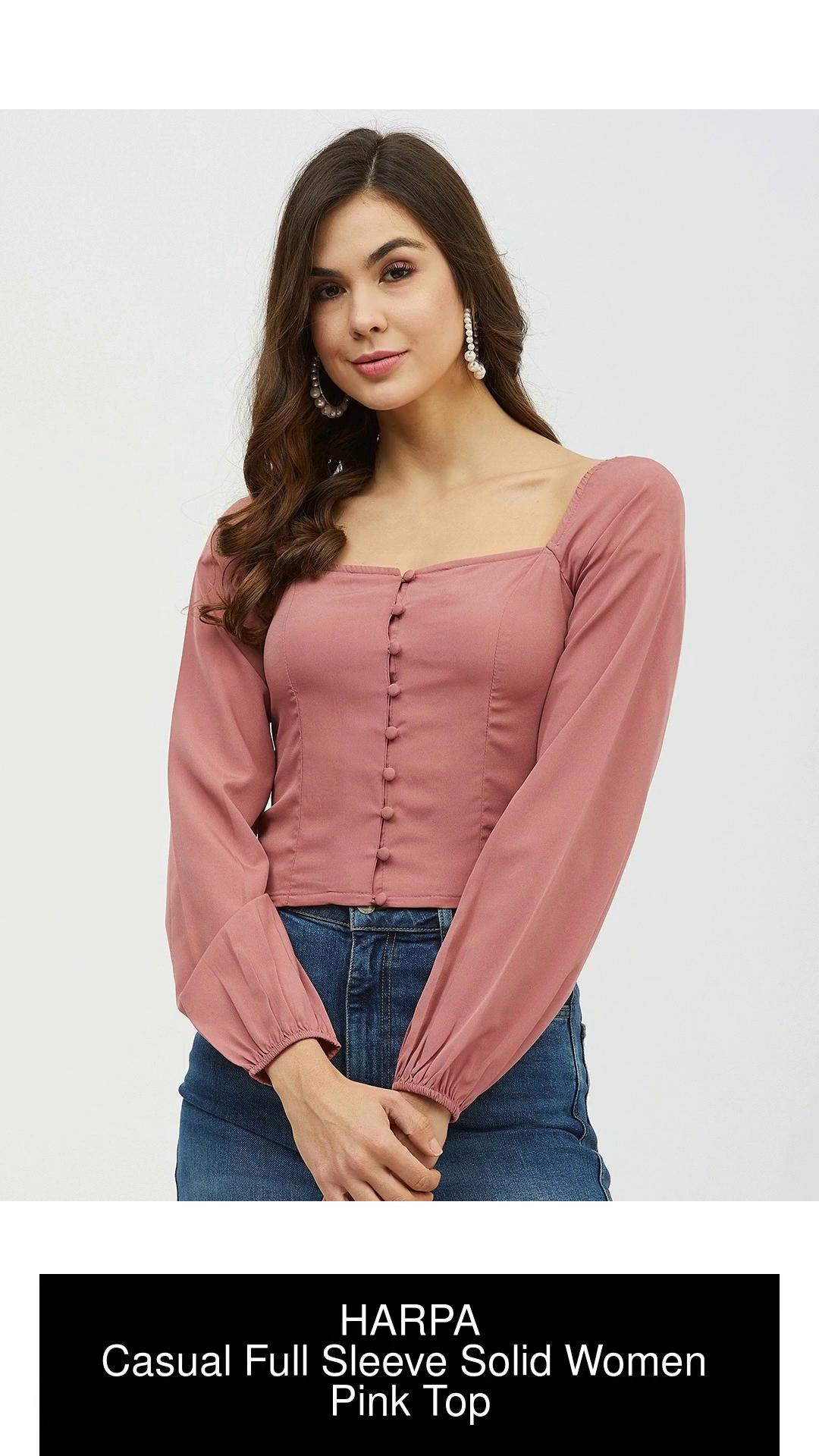 Buy HARPA Casual Full Sleeve Solid Women Pink Top Online at