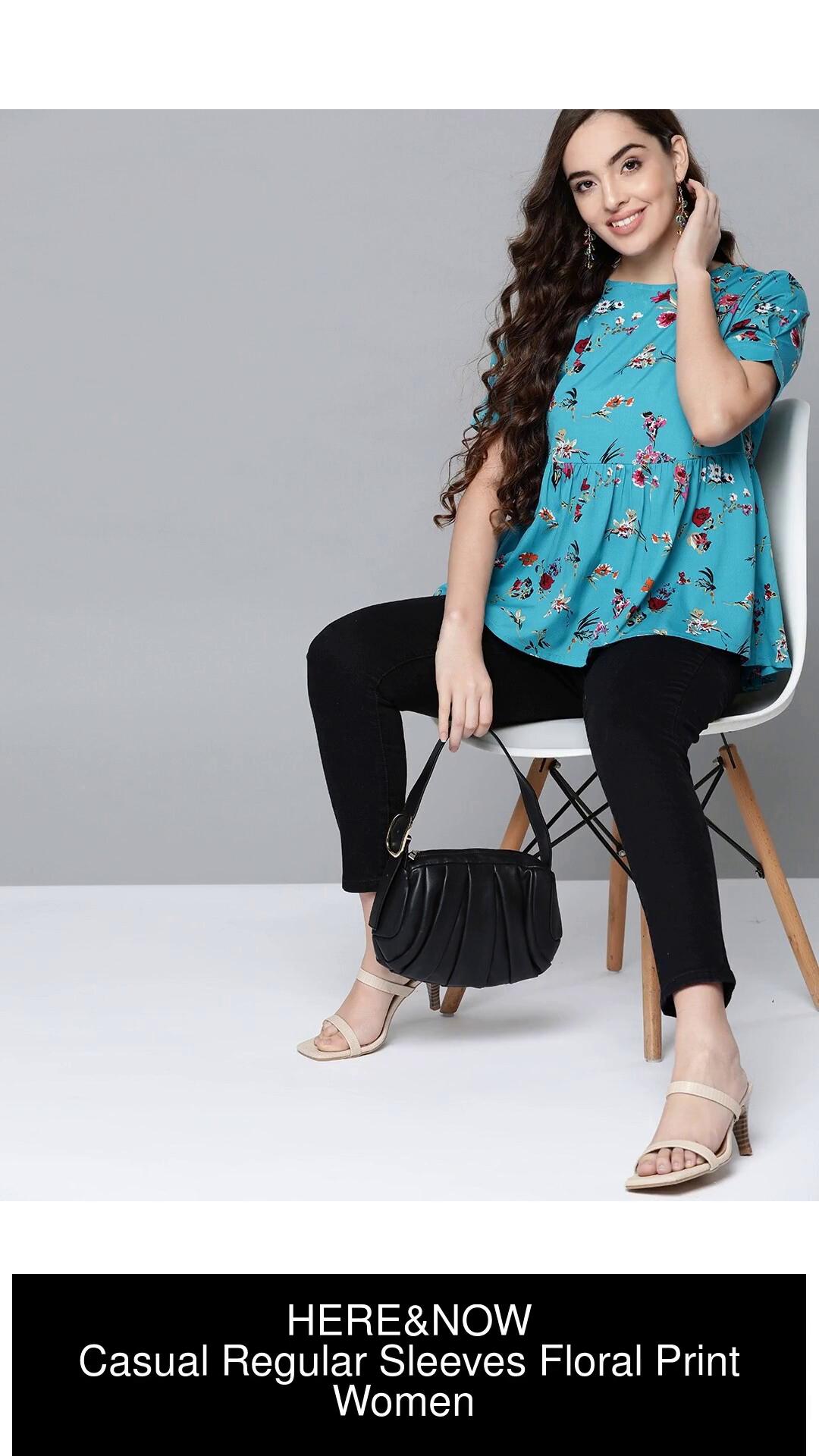 HERE&NOW Casual Floral Print Women Blue Top - Buy HERE&NOW Casual