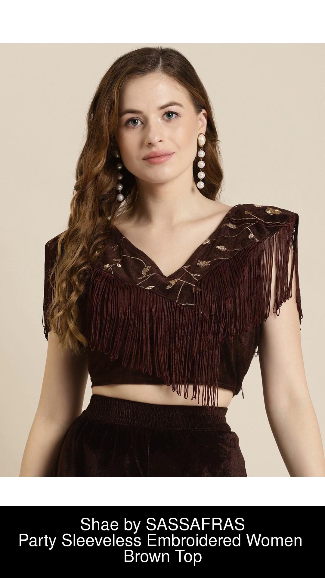 Shae by SASSAFRAS V-Neck Crop Top & Palazzo with Printed Long