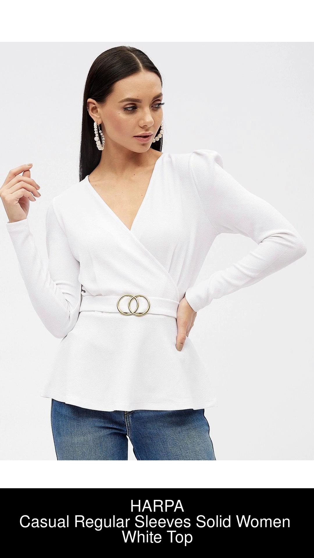 HARPA Casual Solid Women White Top - Buy HARPA Casual Solid Women White Top  Online at Best Prices in India
