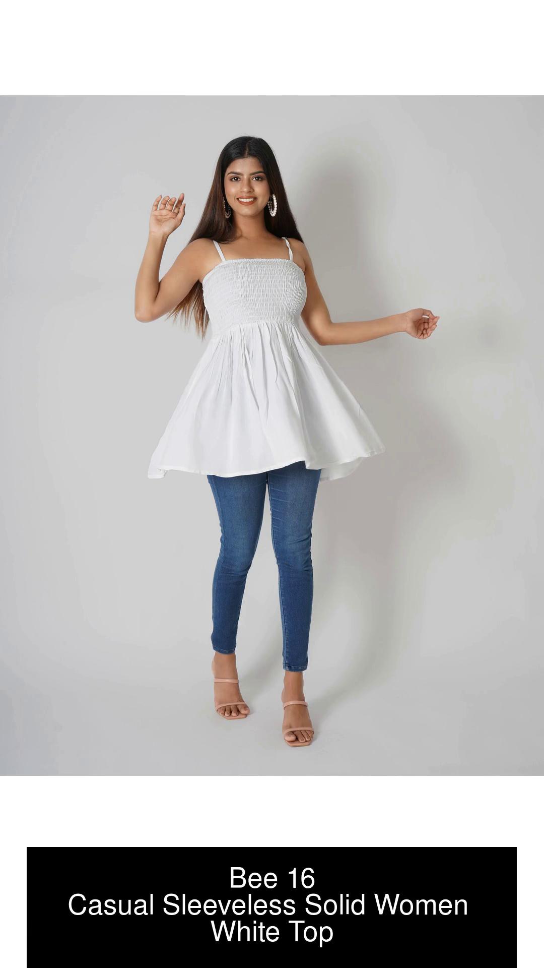 Casual Flared Sleeves Self Design Women White Top - BITTERLIME