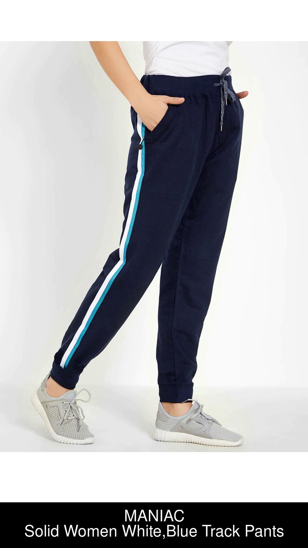 MANIAC Solid Women Blue Track Pants - Buy MANIAC Solid Women Blue Track  Pants Online at Best Prices in India