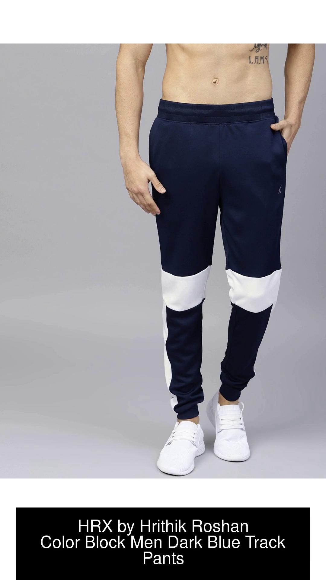 HRX by Hrithik Roshan Colorblock Men Dark Blue Track Pants - Buy