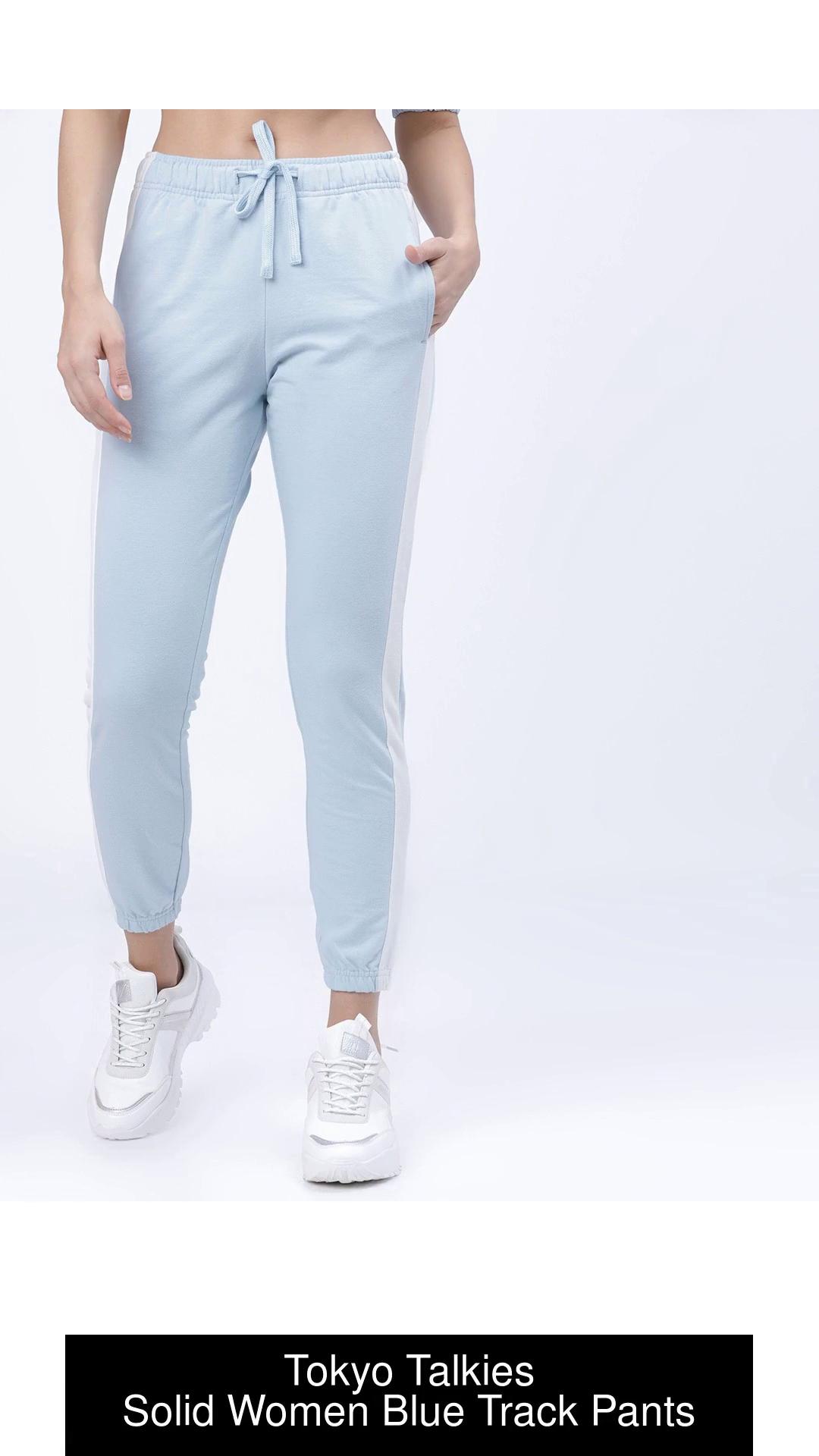 Tokyo Talkies Solid Women Blue Track Pants - Buy Tokyo Talkies