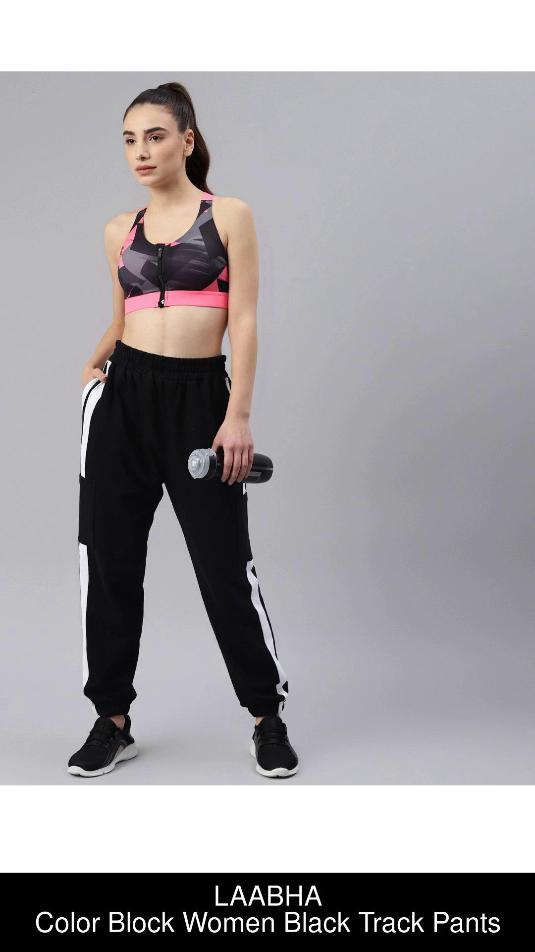 LAABHA Colorblock Women Black Track Pants - Buy LAABHA Colorblock