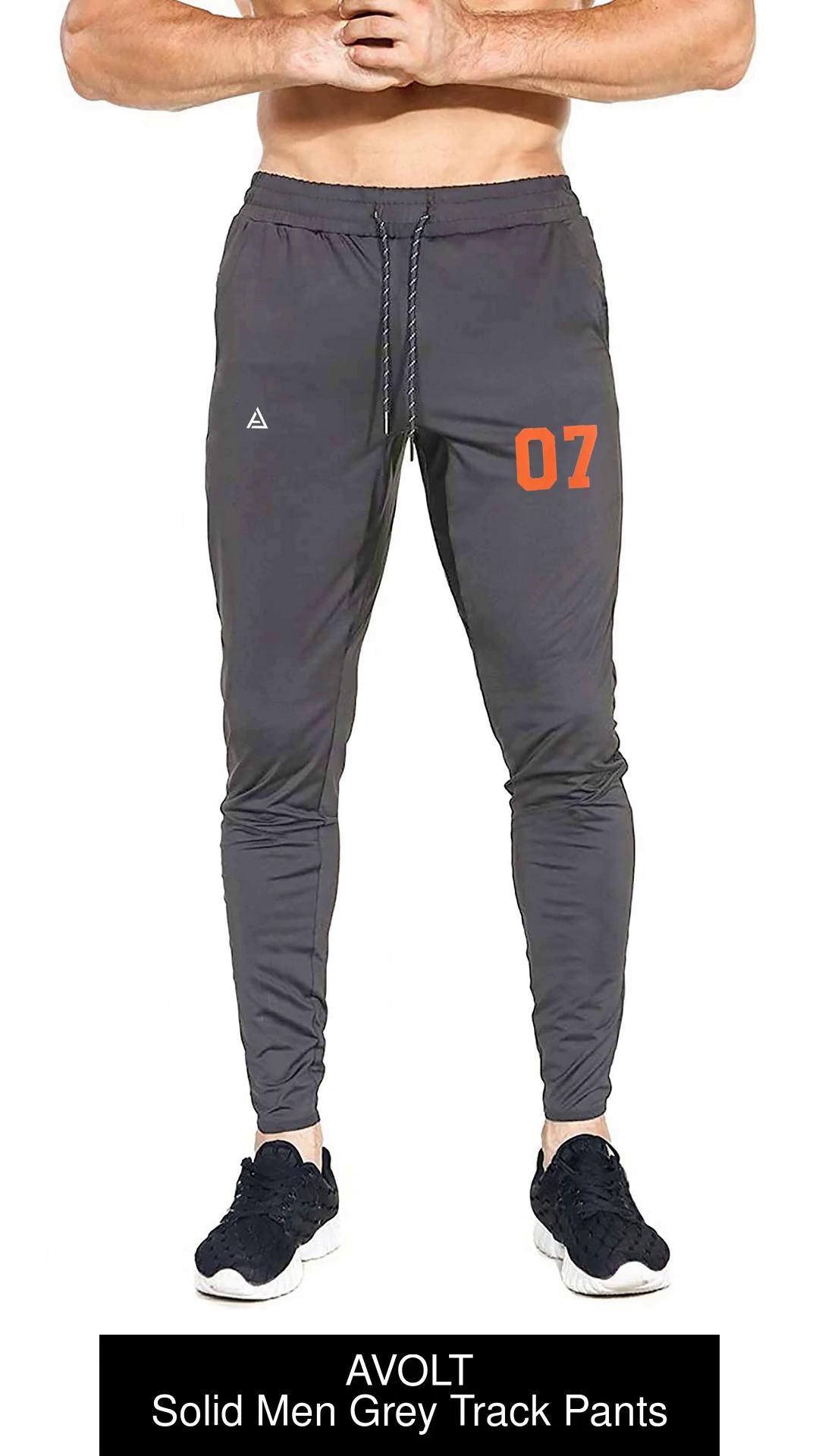 AVOLT Solid Men Grey Track Pants - Buy AVOLT Solid Men Grey Track Pants  Online at Best Prices in India