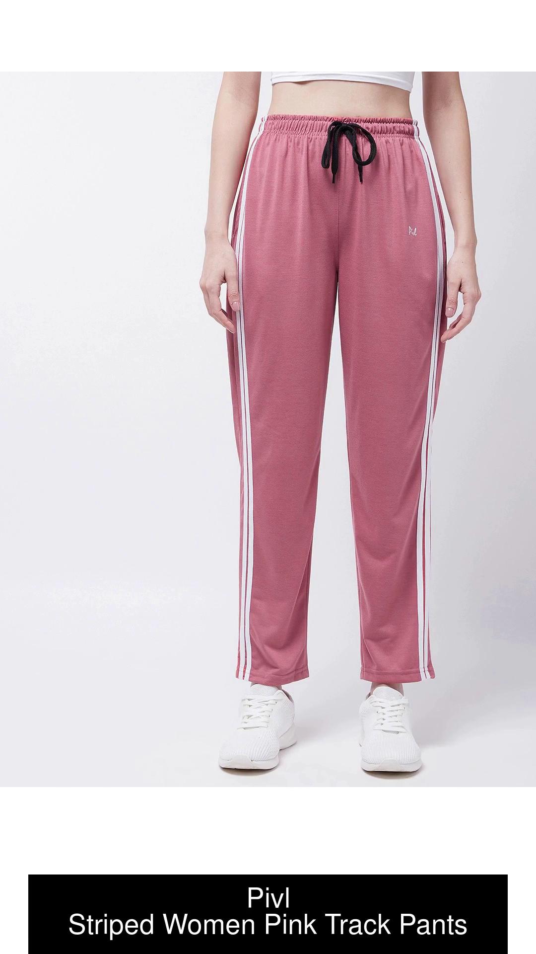 Pink White Striped Pants for Women