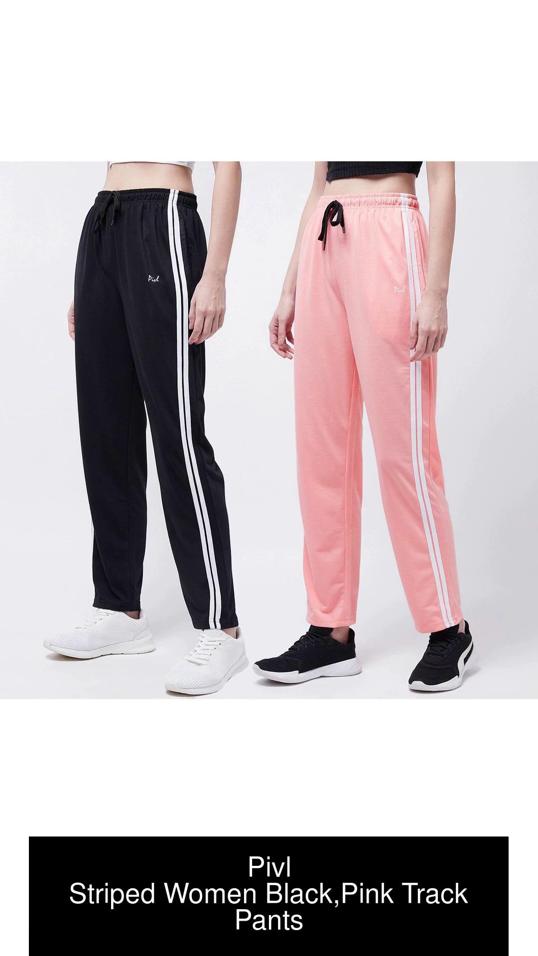 Pink White Striped Pants for Women