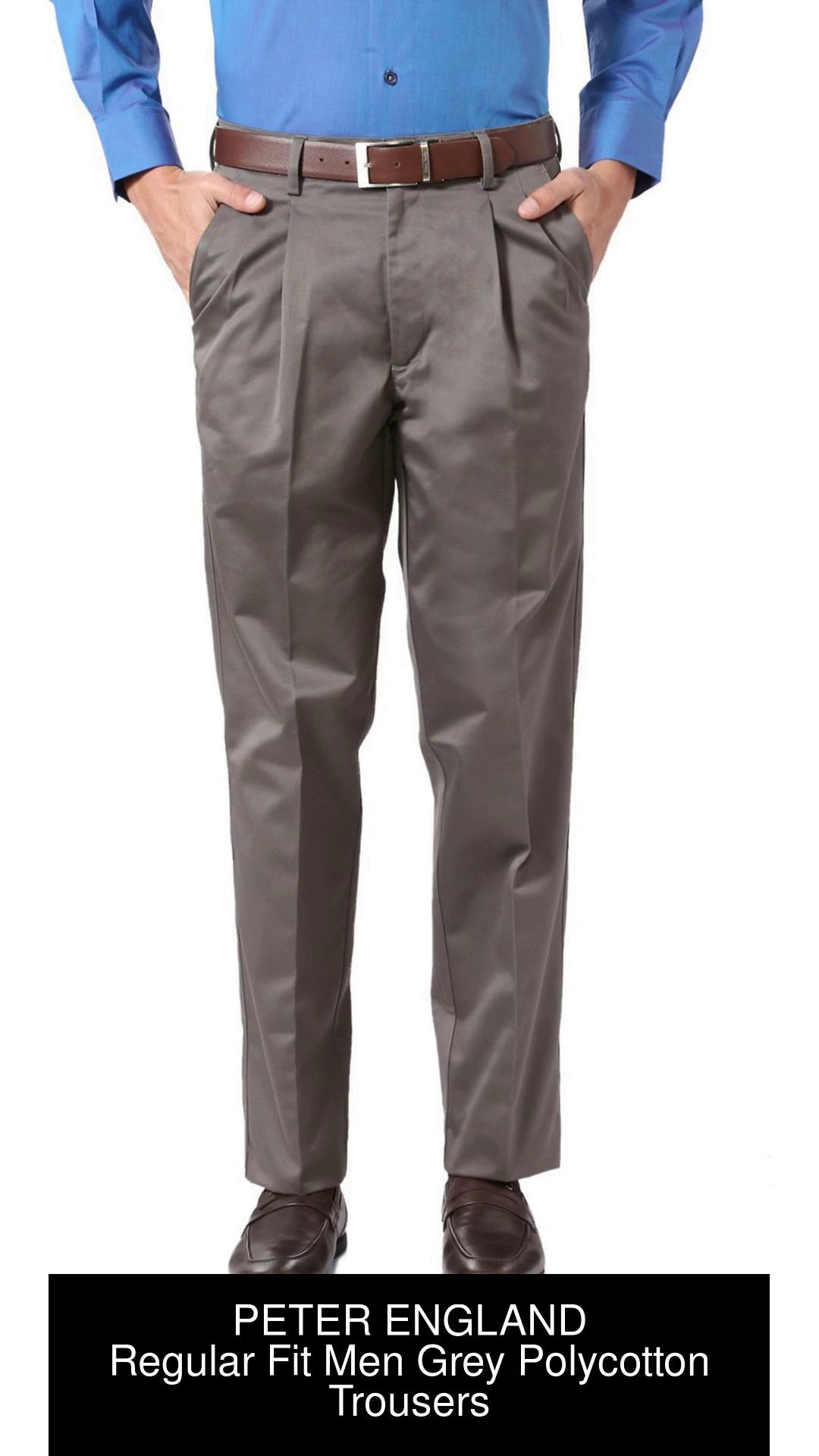 Buy Peter England Khaki Pleated Mid Rise Trousers for Men Online  Tata CLiQ