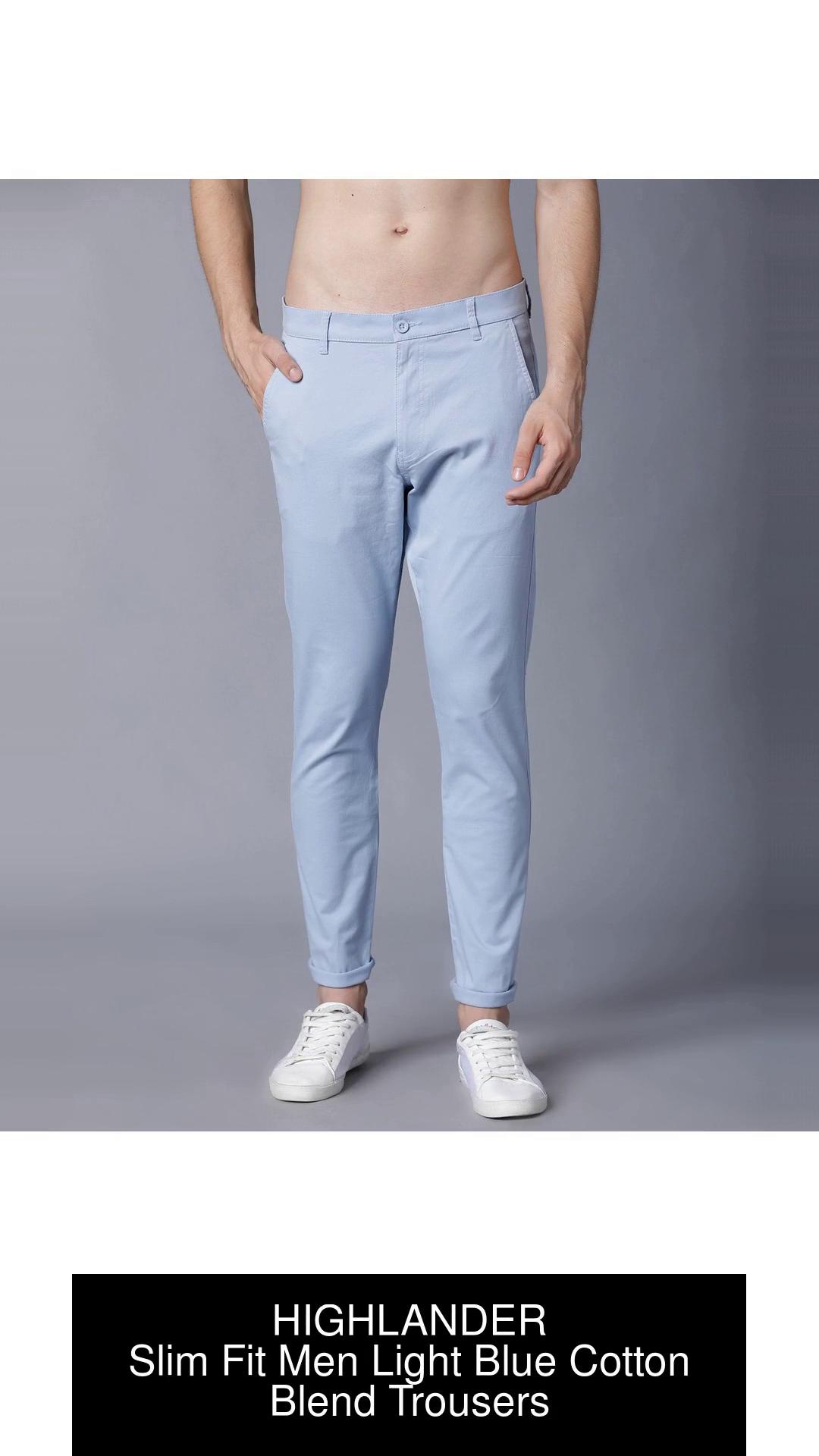 Buy Park Avenue Mens Flat Front Super Slim Fit Light Blue Formal Trouser  at Amazonin