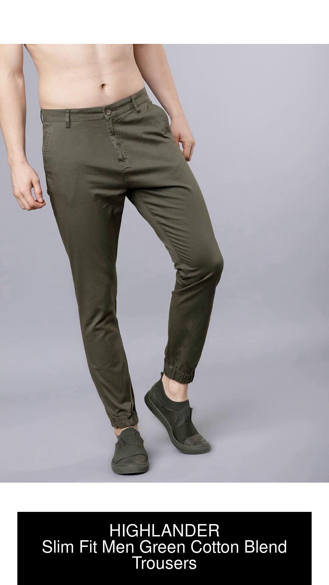Buy Highlander Light Olive Regular Fit Solid Casual Trouser for