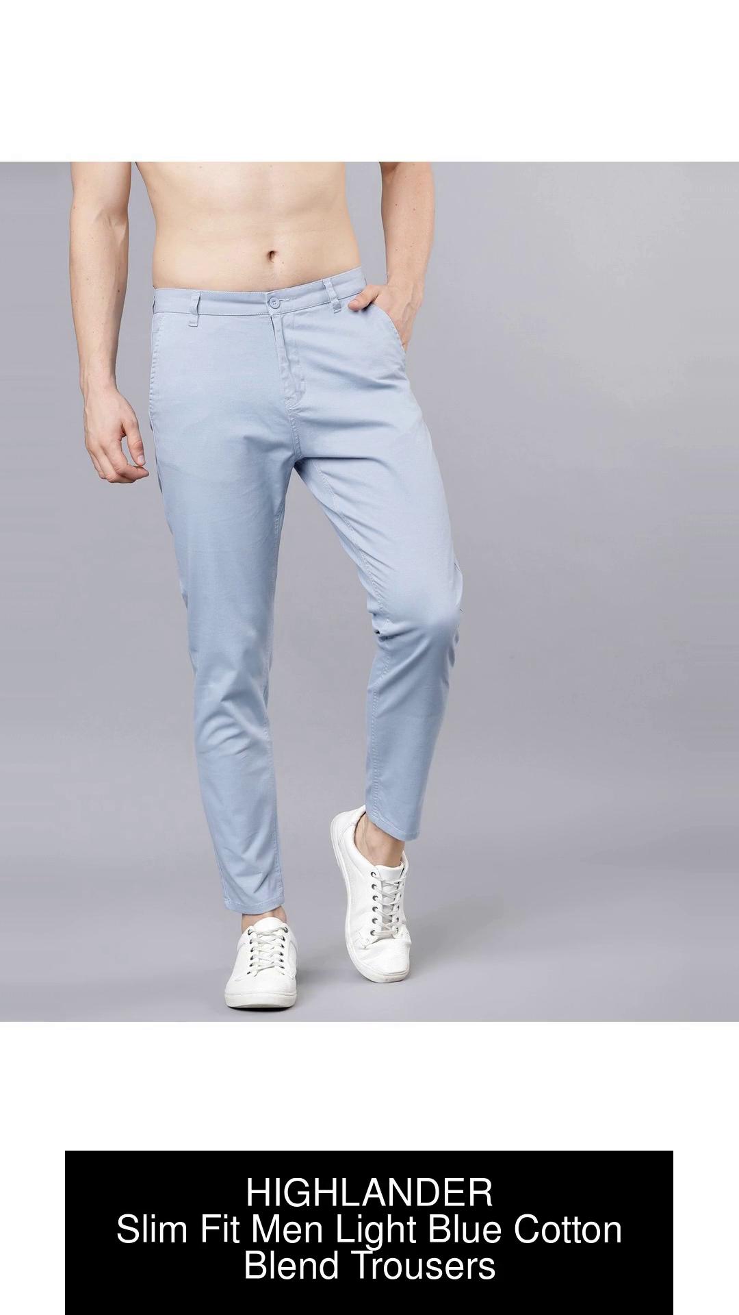 Shop WES Formals Solid Sky Blue Trousers Online  Westside