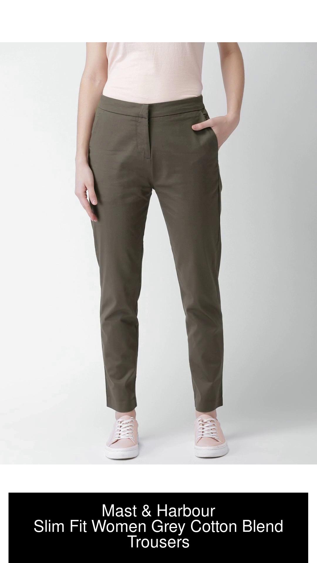 Mast & Harbour Slim Fit Women Grey Trousers - Buy Mast